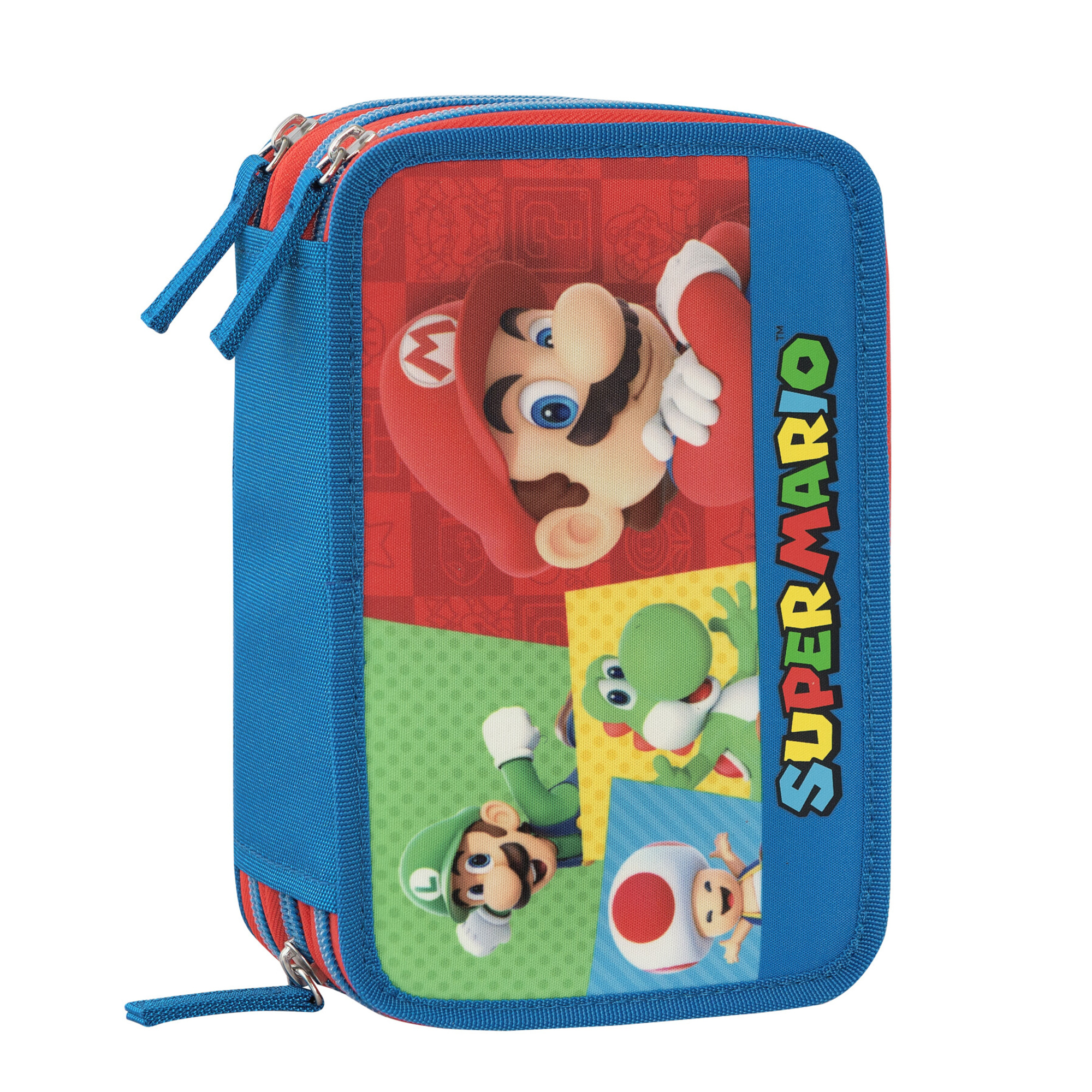 Astuccio 3 zip super mario 3 scomparti con 41 accessori scuola - Super Mario