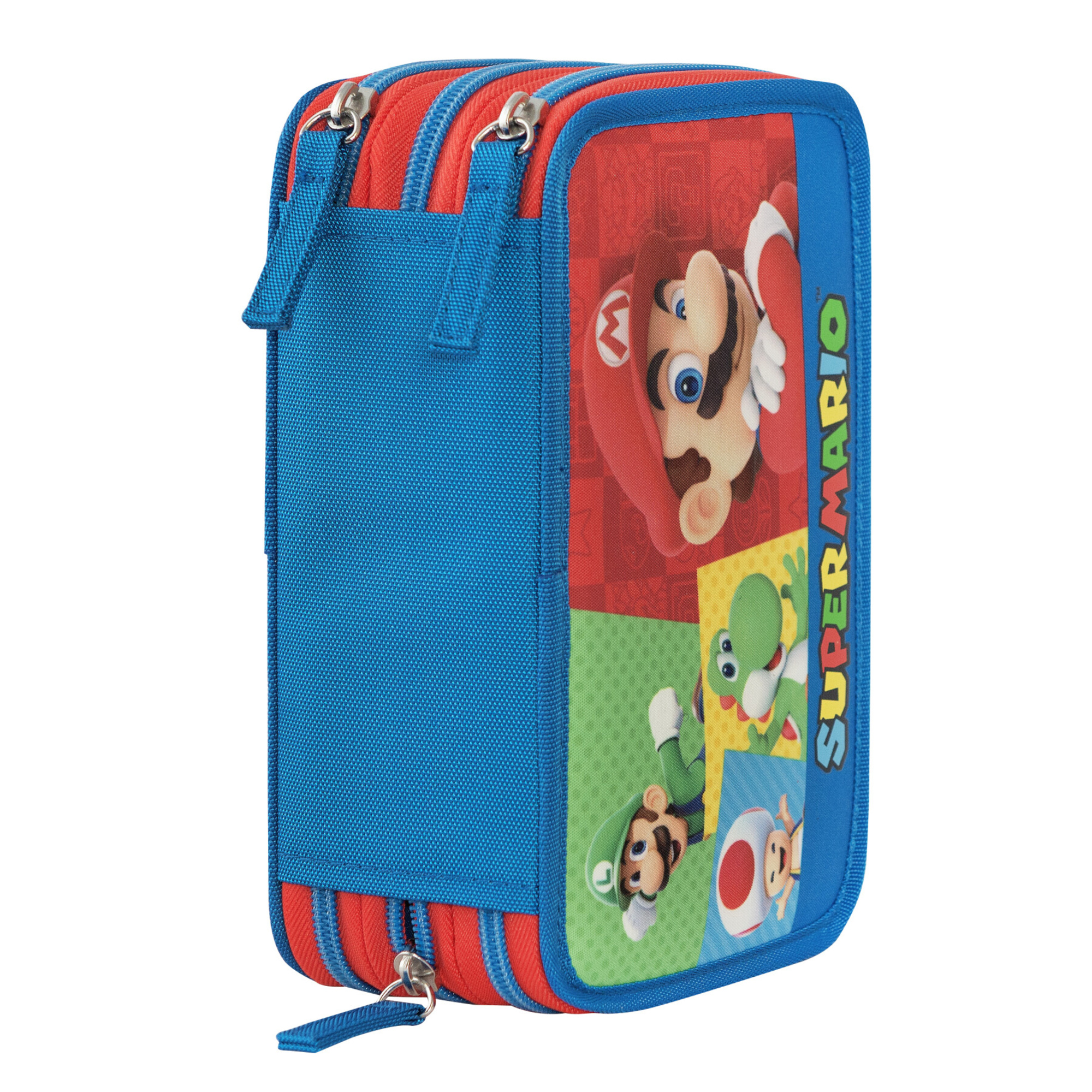 Astuccio 3 zip super mario 3 scomparti con 41 accessori scuola - Super Mario