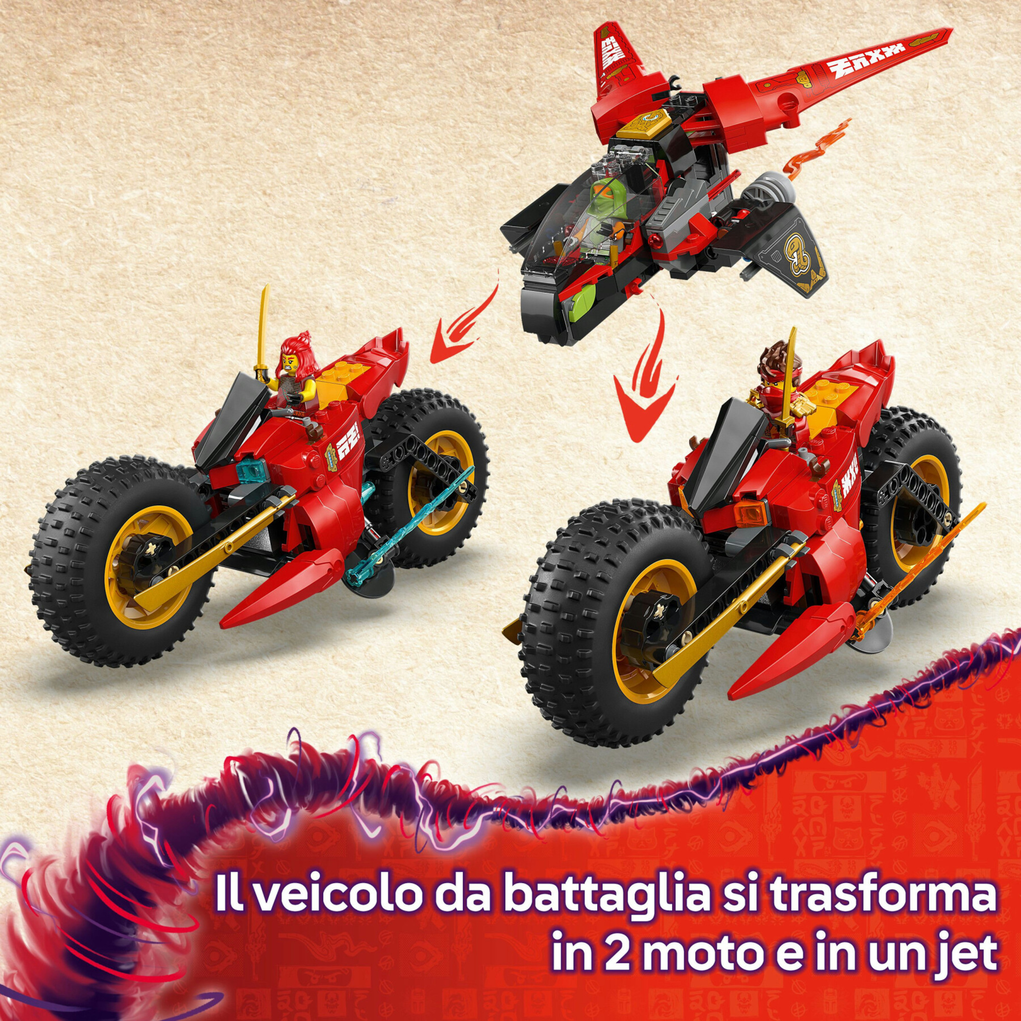 Lego ninjago 71844 veicolo combattimento ninja: 2 moto, aereo, 6 minifigure 8+ - Lego