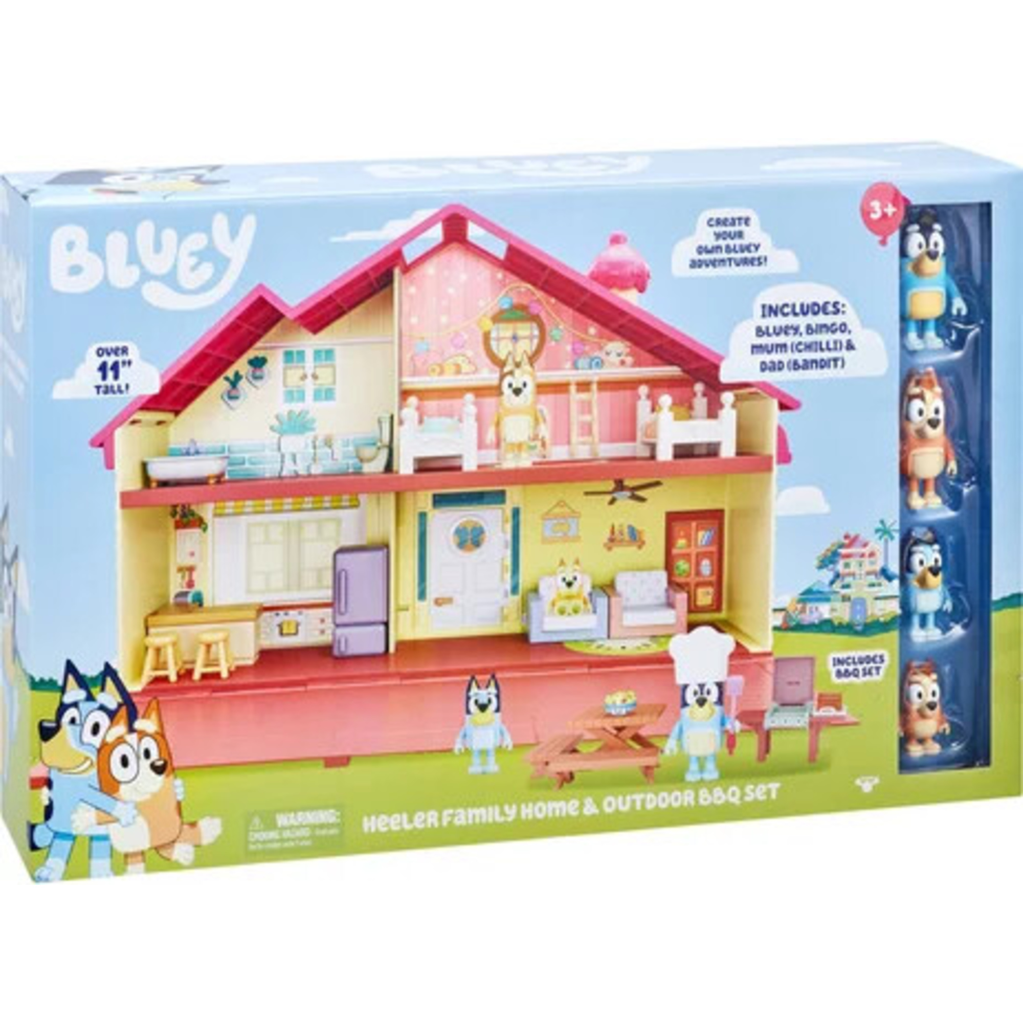 Bluey casa giocattolo con famiglia completa e accessori picnic - include 4 personaggi - BLUEY