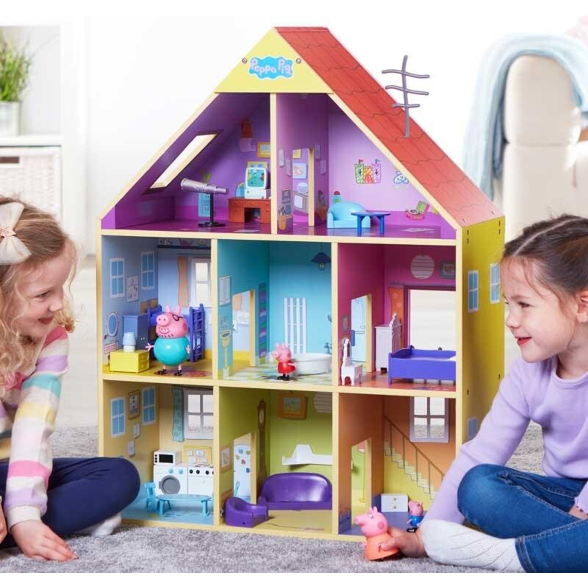 Peppa pig casa in legno con personaggi e arredi – 8 stanze e suoni- include 20 accessori - PEPPA PIG
