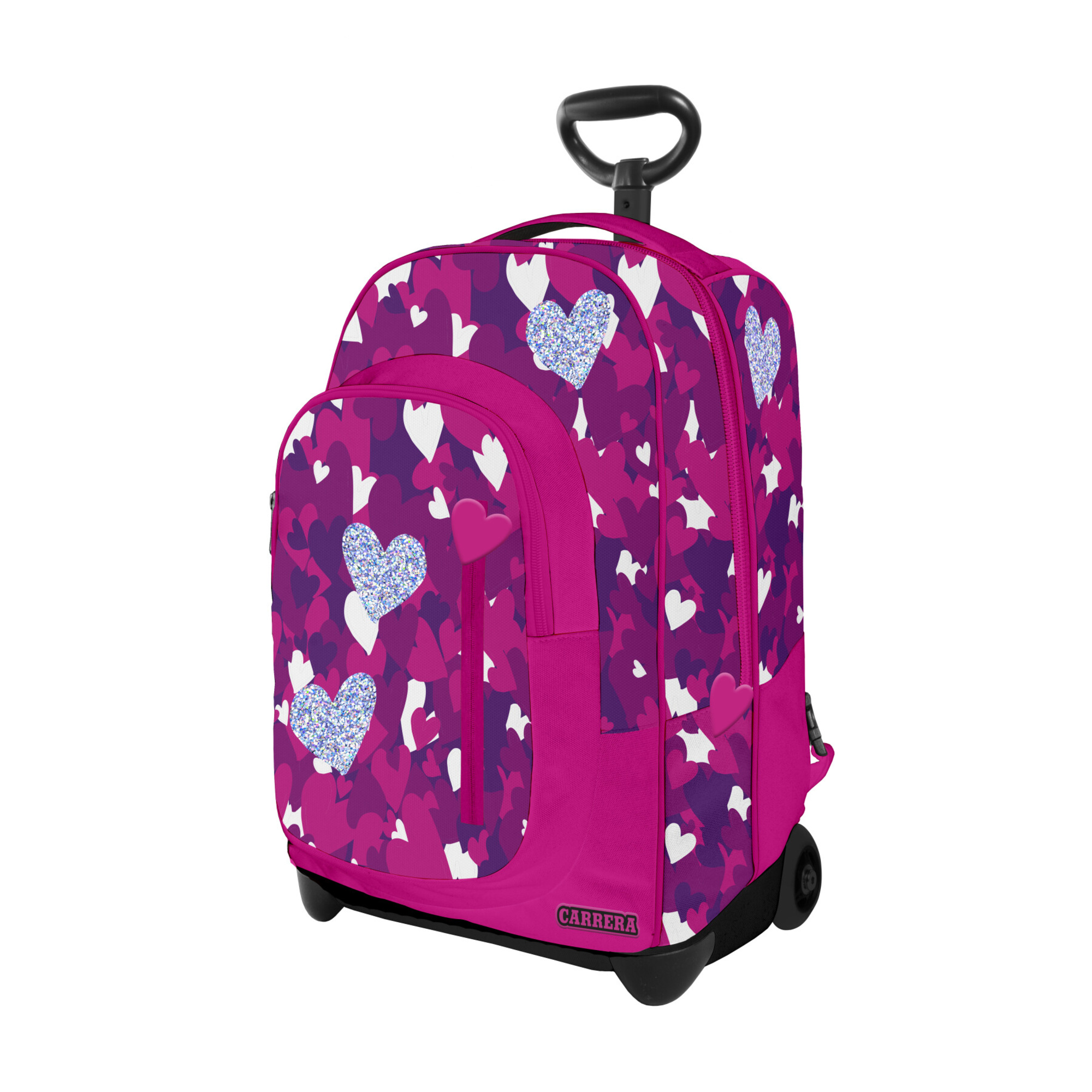 Zaino trolley bambina 2 in 1 hearts con spallacci estraibili e maniglia regolabile - perfetto per la scuola - CARRERA