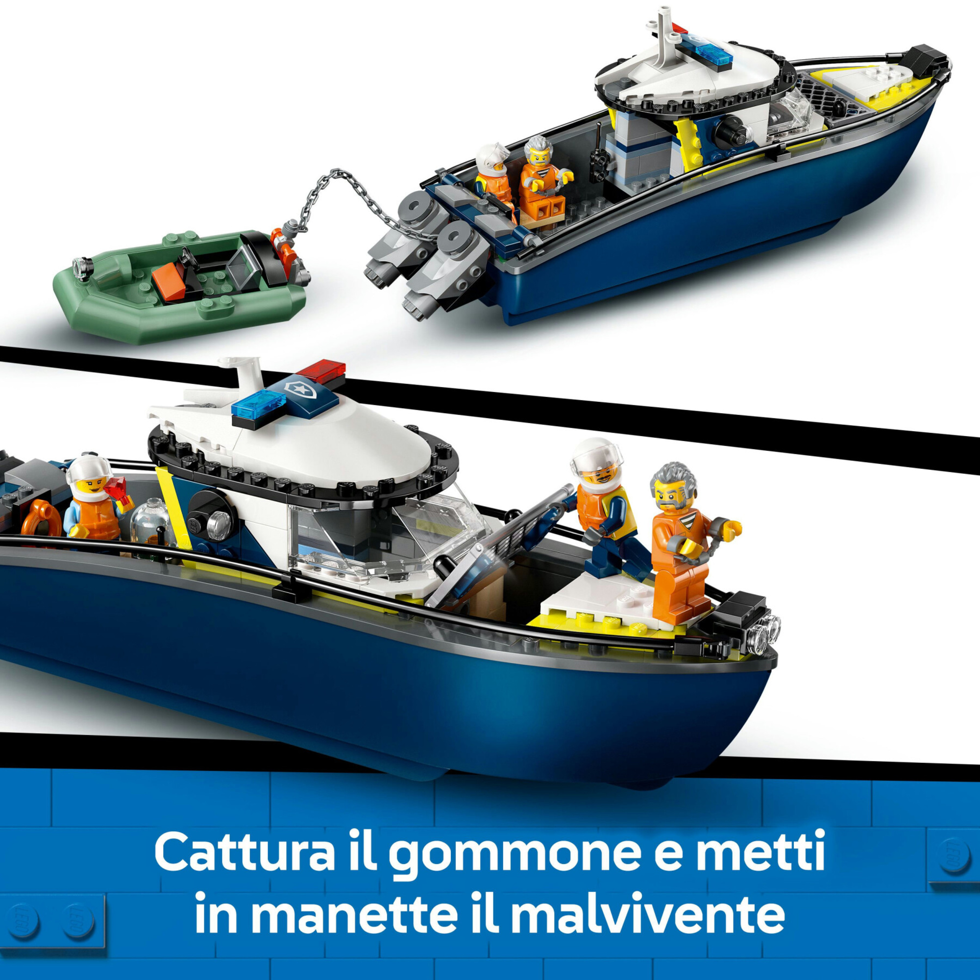 Lego city 60456 inseguimento motoscafo polizia: 2 barche, squalo 6+ - Lego