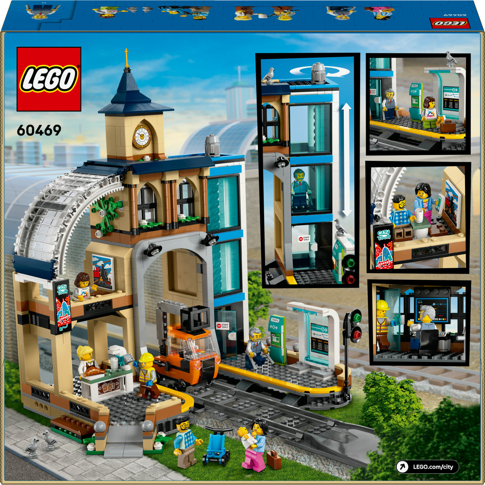 Lego city 60469 stazione centrale: veicolo, ascensore, binario 7+ - Lego