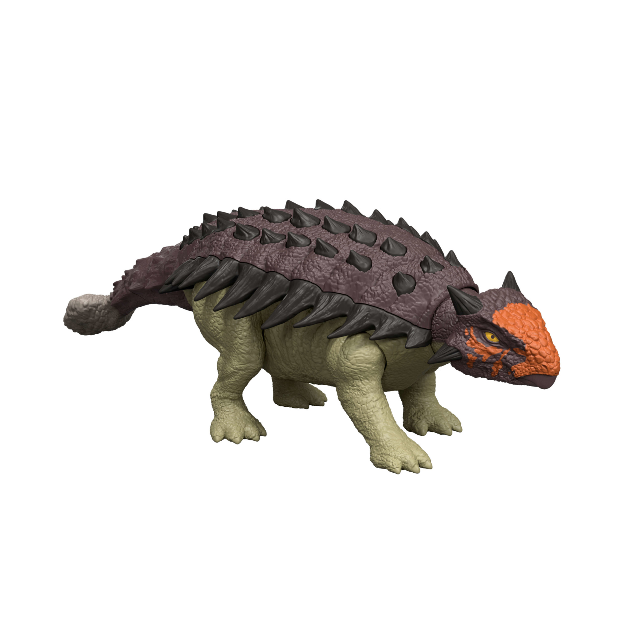 Mattel jurassic world la rinascita - anchilosauro ruggito selvaggio, dinosauro snodato con suoni e attacco multiplo della testa azionato con la coda - Jurassic World