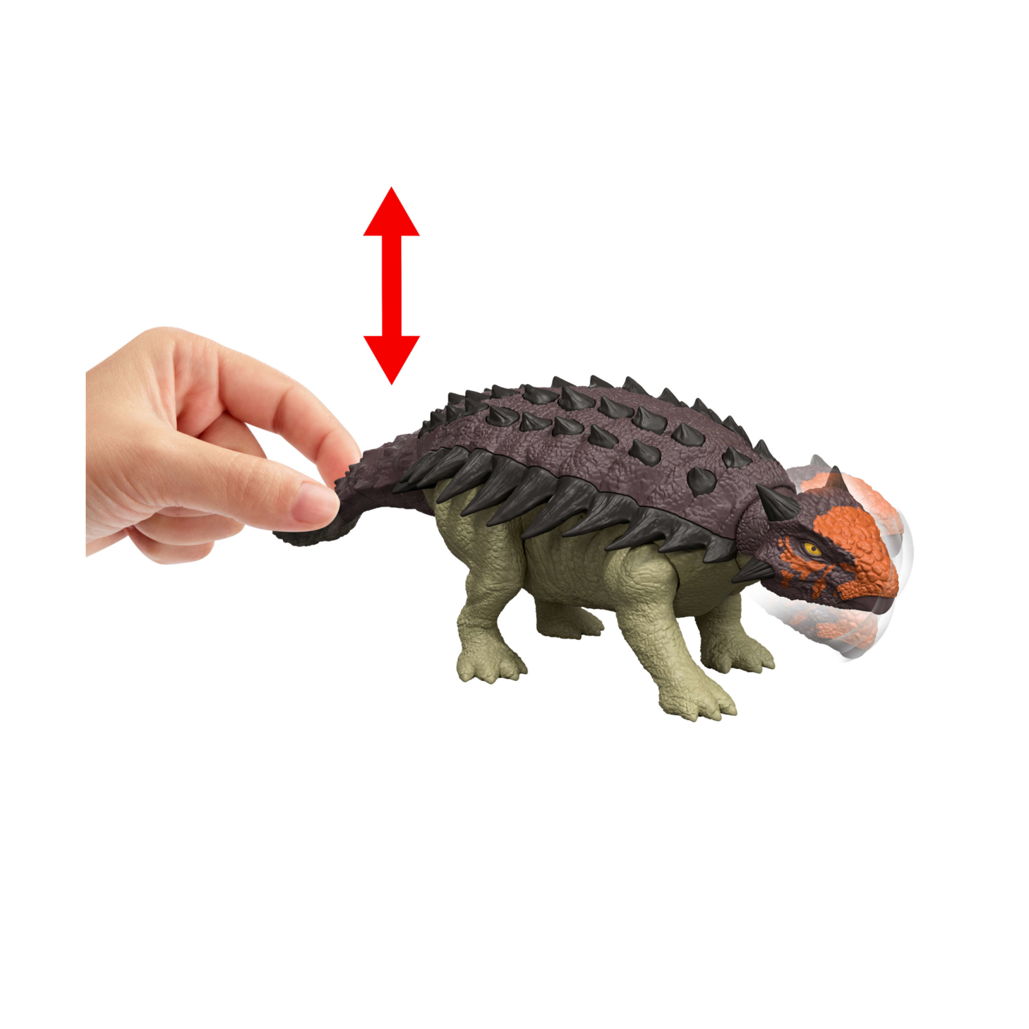 Mattel jurassic world la rinascita - anchilosauro ruggito selvaggio, dinosauro snodato con suoni e attacco multiplo della testa azionato con la coda - Jurassic World