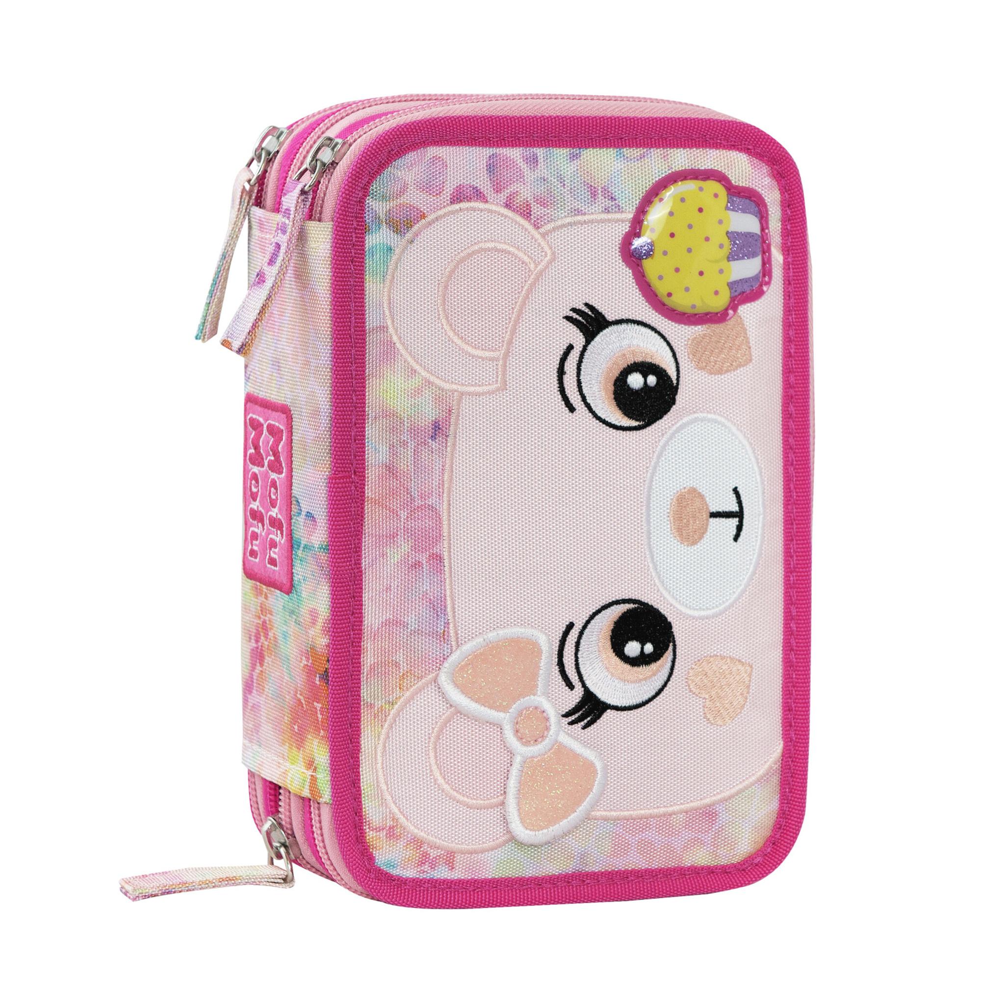Astuccio 3 zip mofu mofu orso 3 scomparti con 41 accessori scuola - 