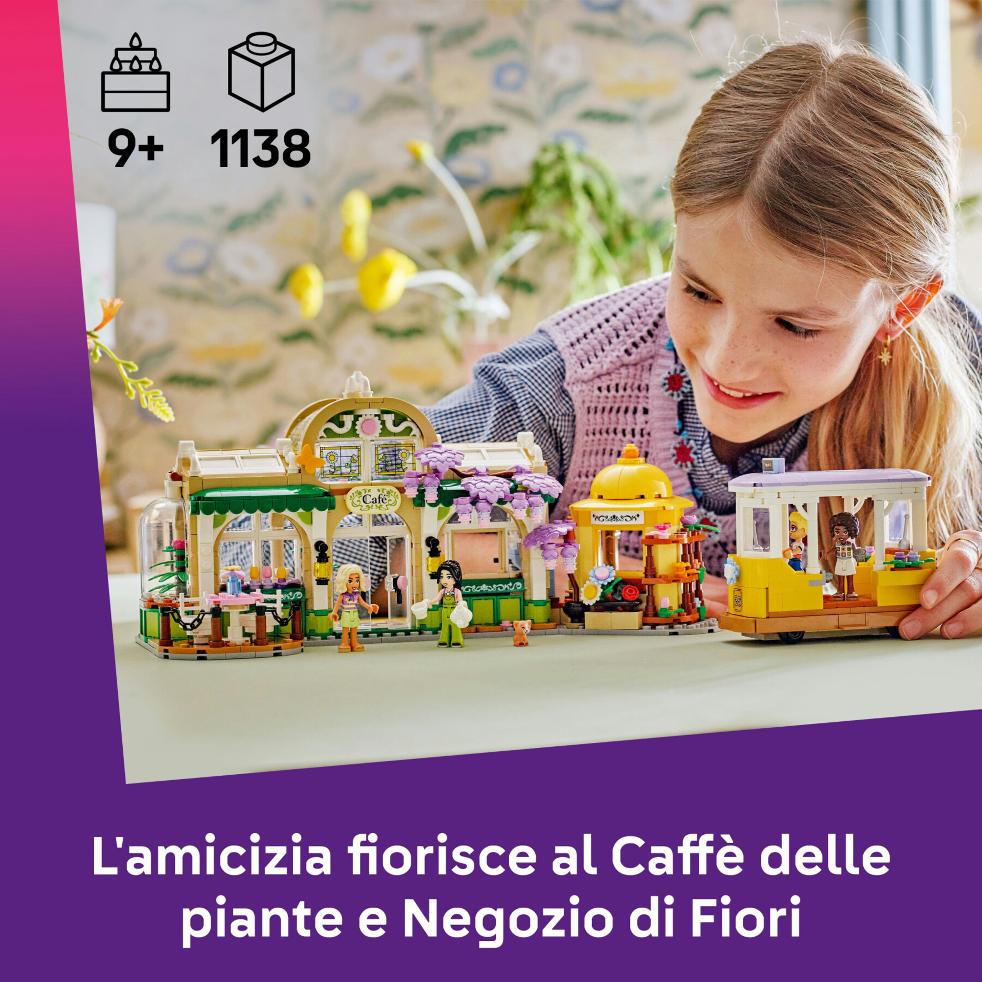 Lego friends 42671 caffè piante, fiori: 4 mini bamboline, gatto 9+ - LEGO FRIENDS, Lego