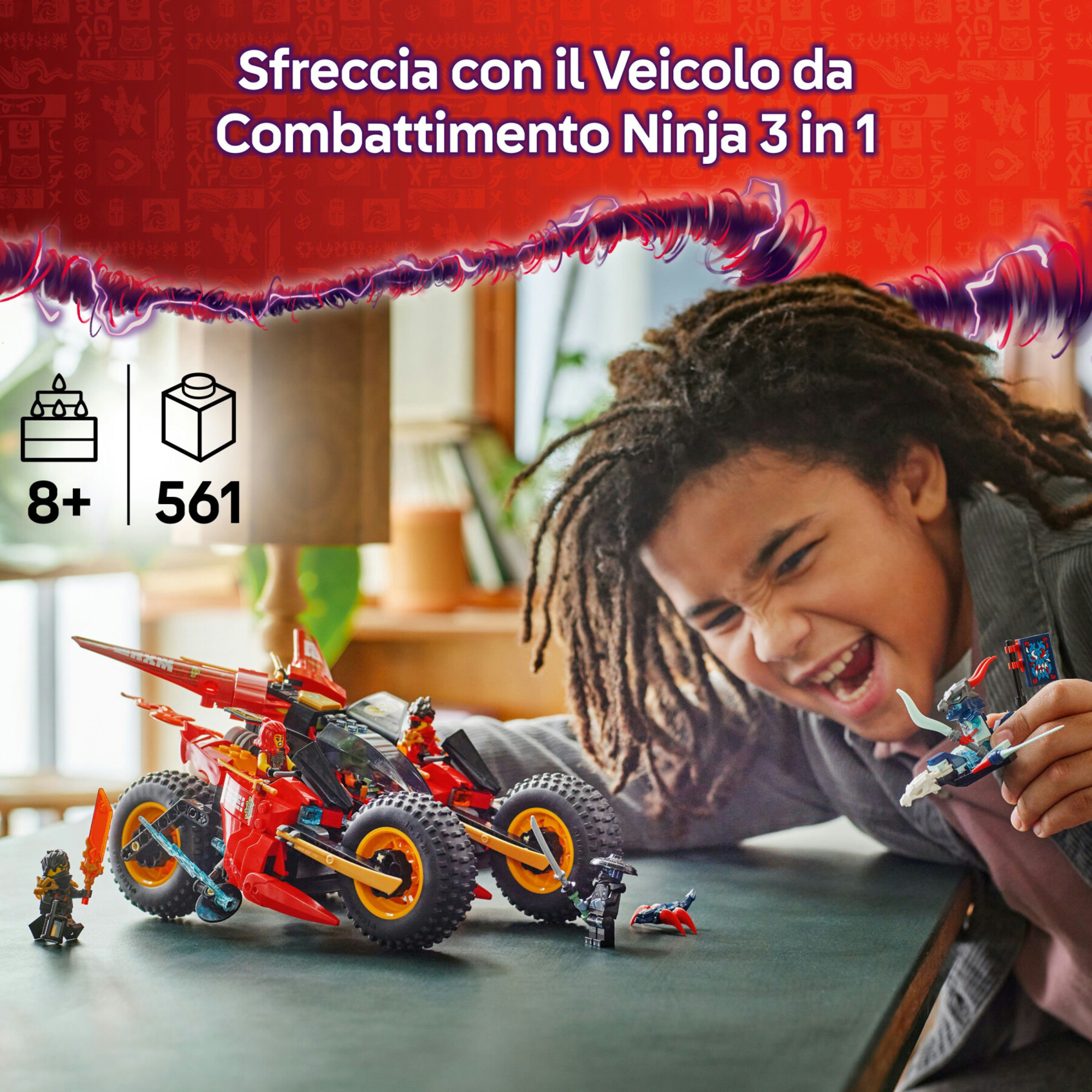 Lego ninjago 71844 veicolo combattimento ninja: 2 moto, aereo, 6 minifigure 8+ - Lego