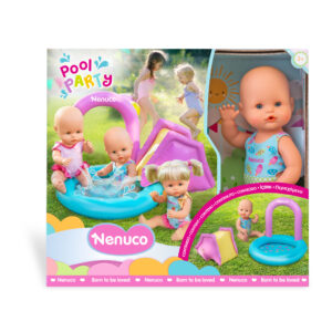 Nenuco festa in piscina, bambola nenuco 35 cm con costume colorato e piscina gonfiabile; - NENUCO