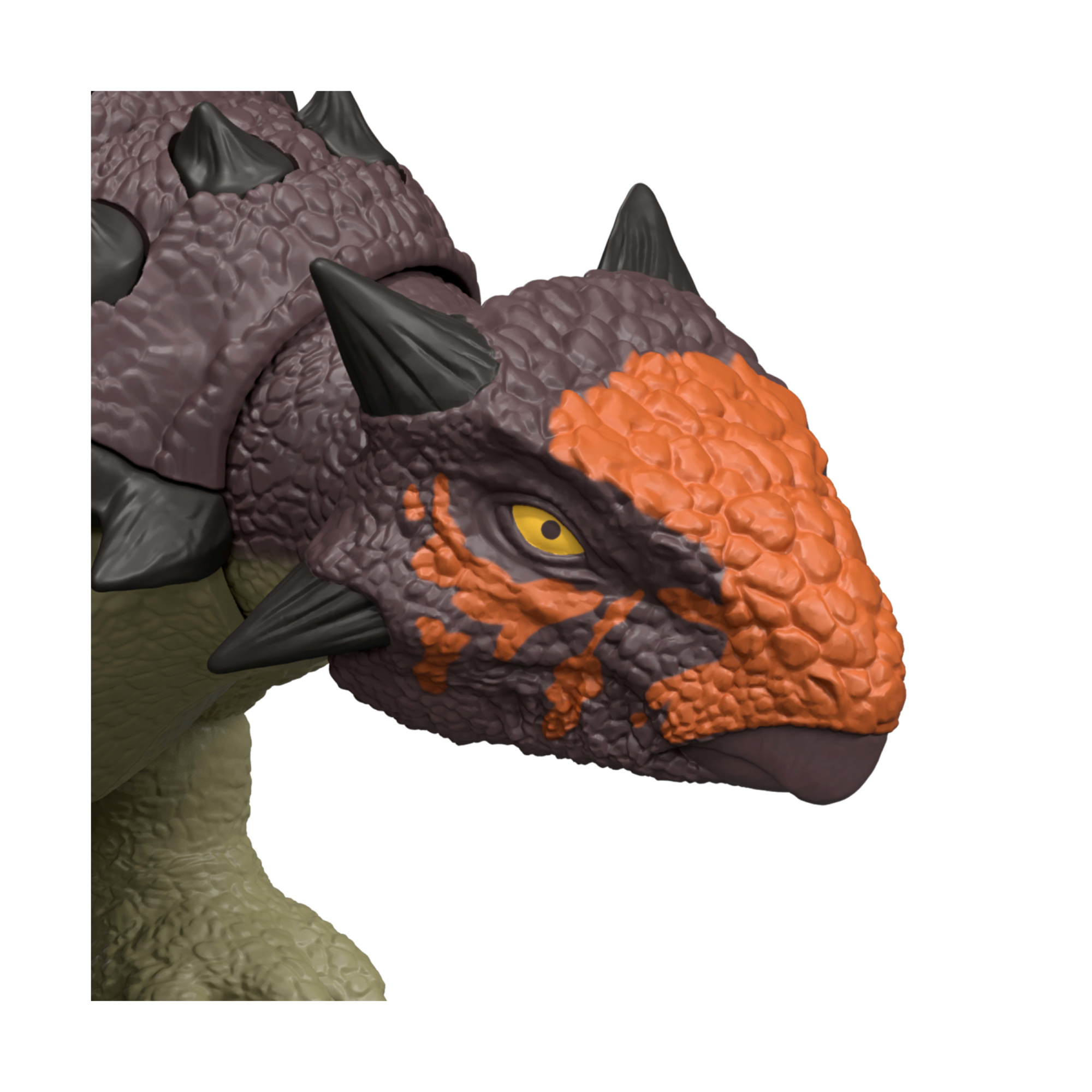 Mattel jurassic world la rinascita - anchilosauro ruggito selvaggio, dinosauro snodato con suoni e attacco multiplo della testa azionato con la coda - Jurassic World