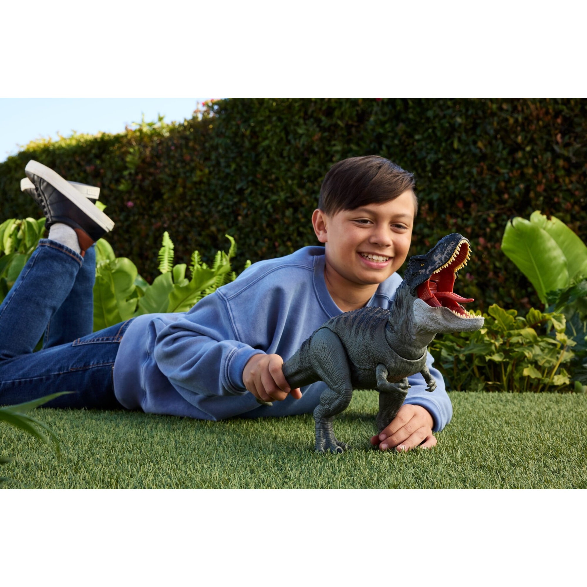 Mattel jurassic world la rinascita - divoratore giurassico, dinosauro con morso continuo e lingua attiva, luci e suoni inclusi - Jurassic World
