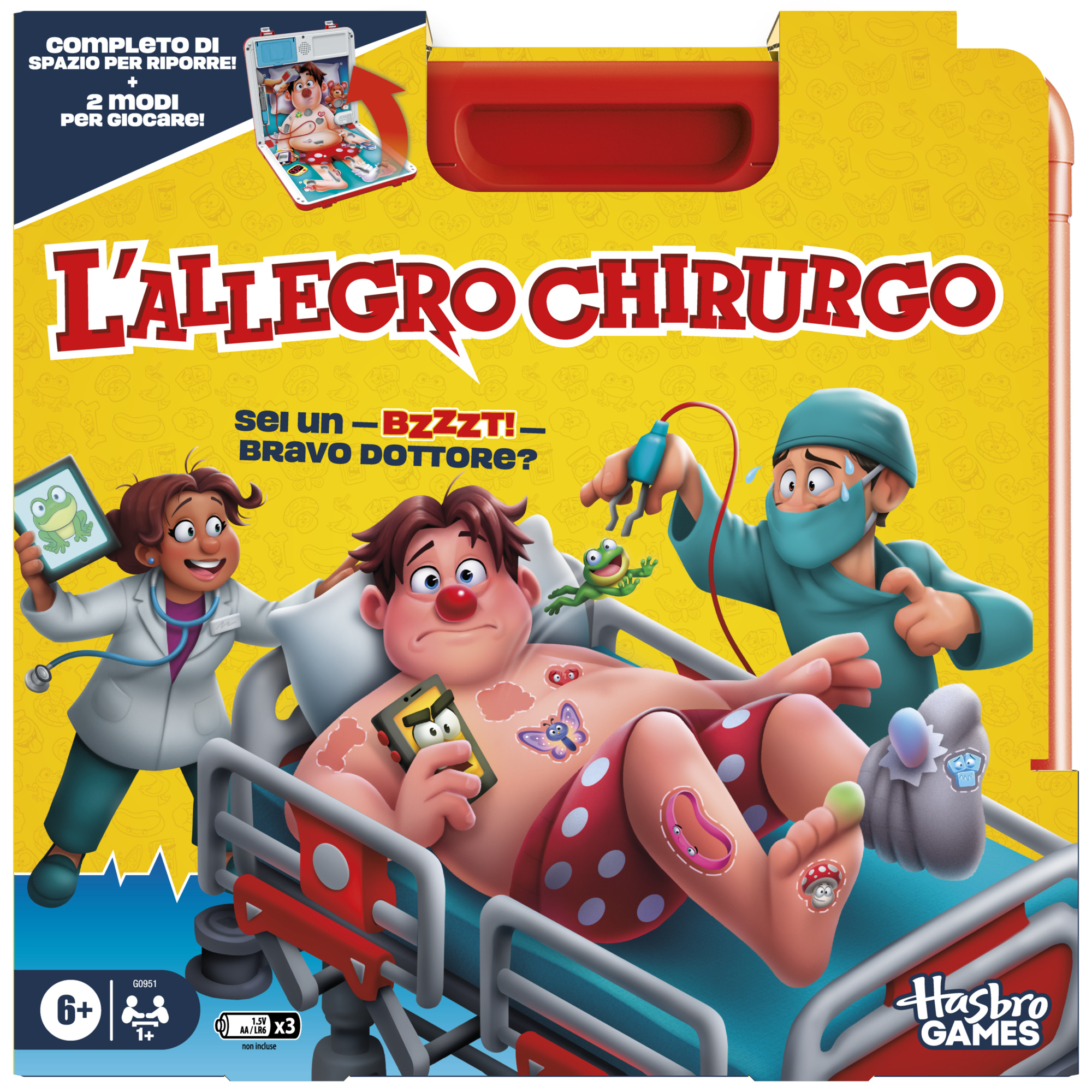 L'allegro chirurgo, gioco da tavolo elettronico con valigetta tutto in uno - 2 modi di giocare - dai 6 anni in su -1 o più giocatori -10 min. - HASBRO GAMING