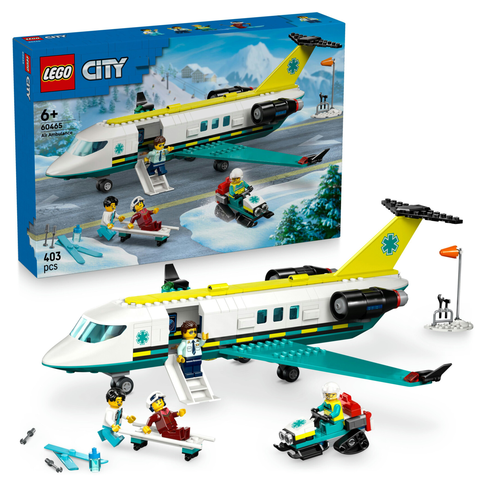 Lego city 60465 aereo ambulanza: 4 minifigure, gatto neve 6+ - Lego