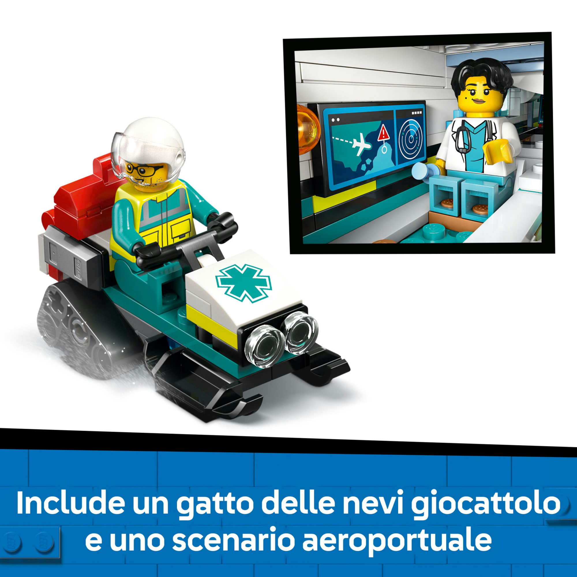 Lego city 60465 aereo ambulanza: 4 minifigure, gatto neve 6+ - Lego