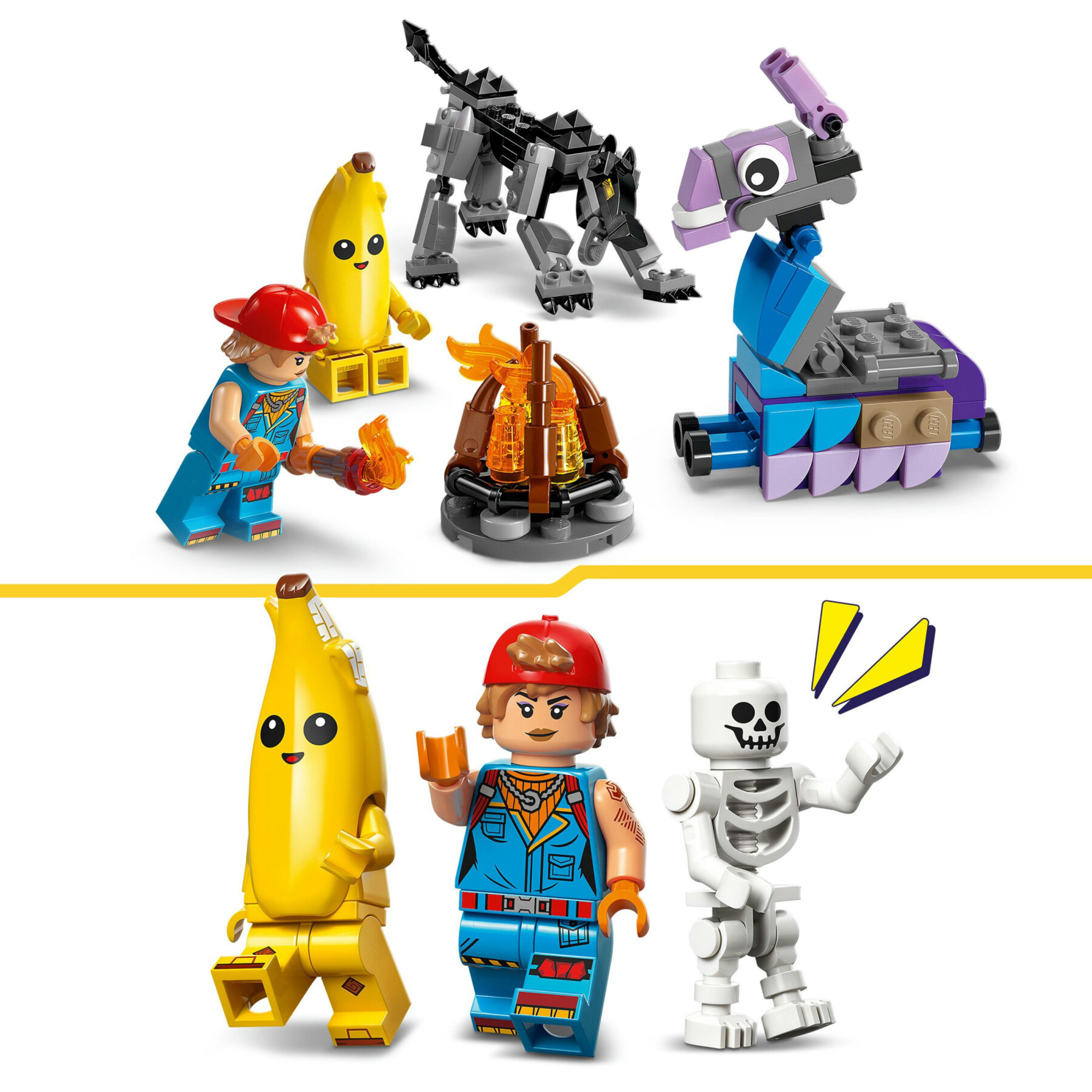 Lego fortnite 77075 campo bananita starter: 3 minifigure, gaming 7+ - Lego