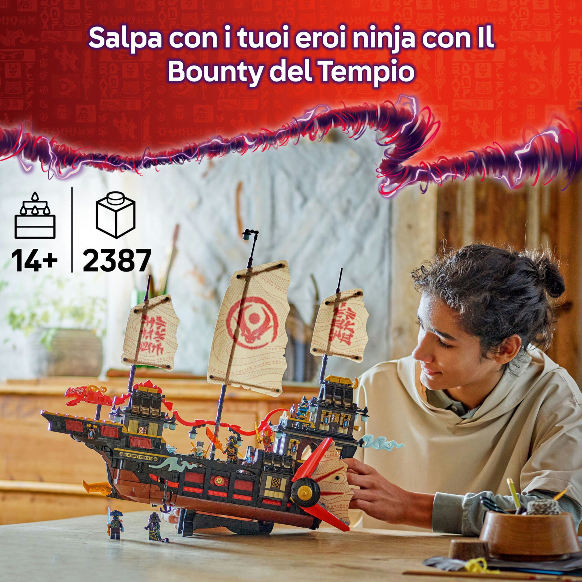 Lego ninjago 71848 bounty del tempio: barca, vele mobili, 6 minifigure 14+ - LEGO NINJAGO, Lego