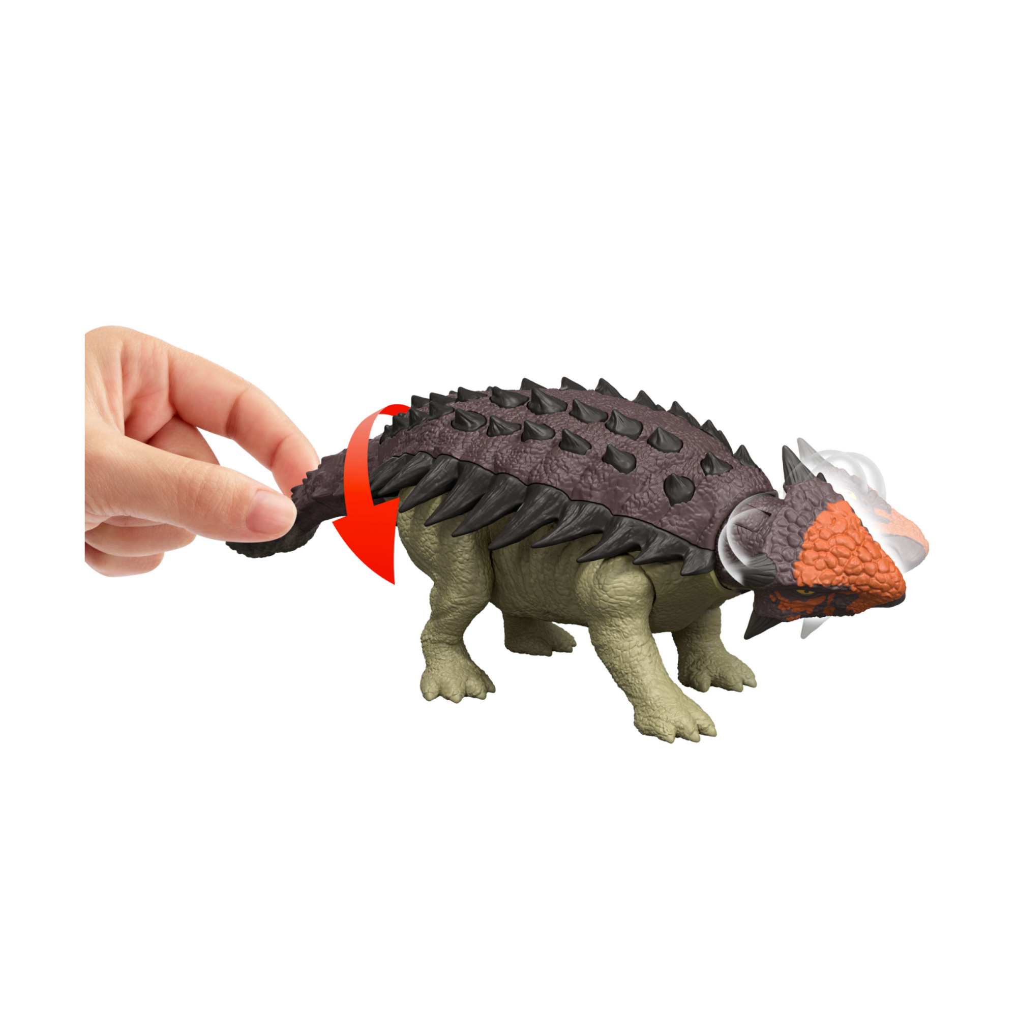 Mattel jurassic world la rinascita - anchilosauro ruggito selvaggio, dinosauro snodato con suoni e attacco multiplo della testa azionato con la coda - Jurassic World