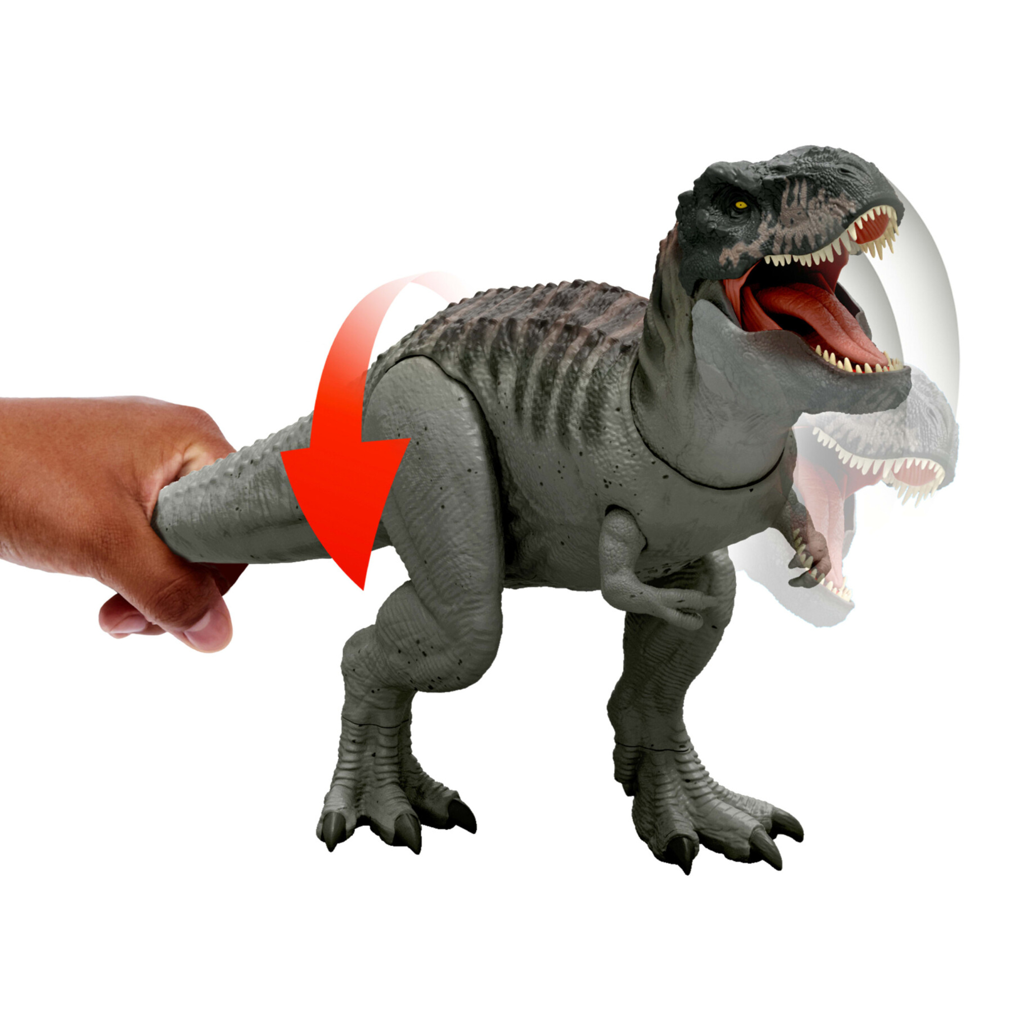 Mattel jurassic world la rinascita - divoratore giurassico, dinosauro con morso continuo e lingua attiva, luci e suoni inclusi - Jurassic World