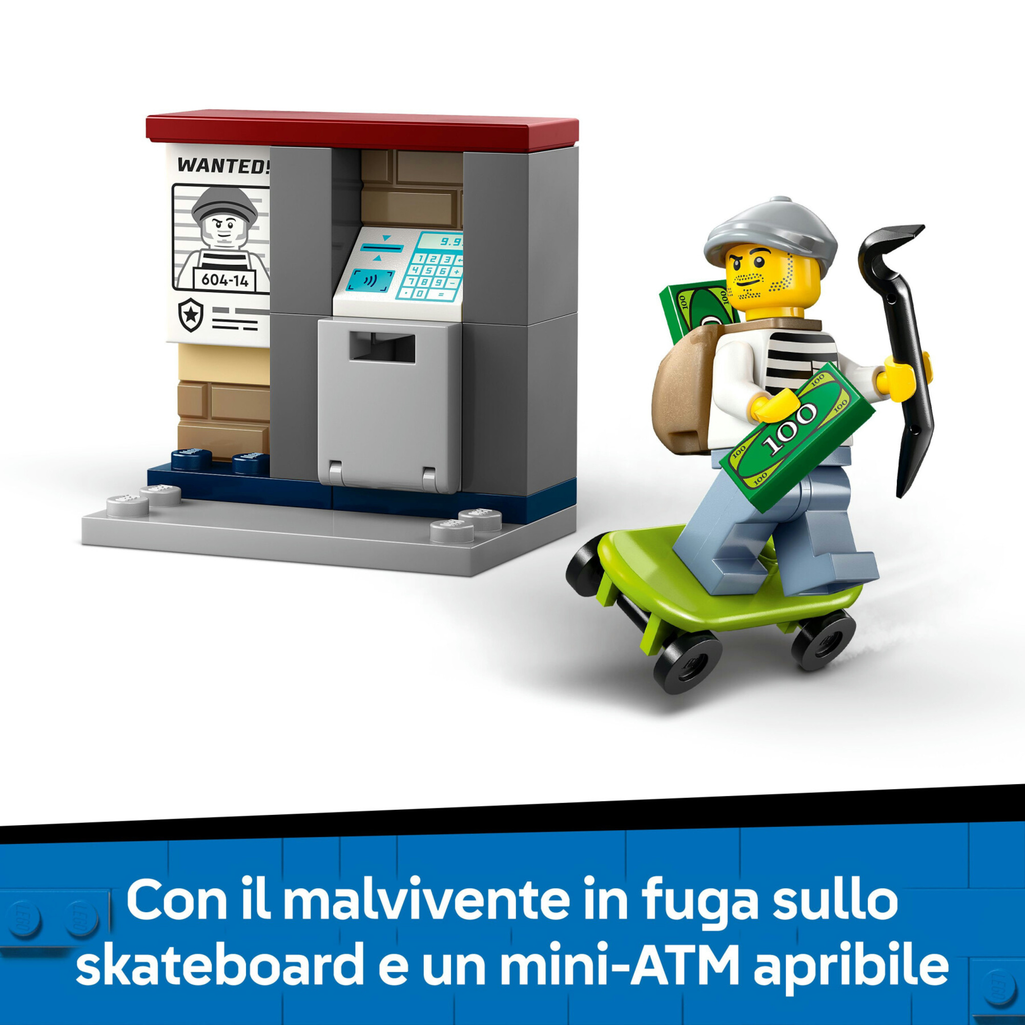 Lego city 60455 inseguimento moto polizia: motocicletta, 2 minifigure 4+ - Lego