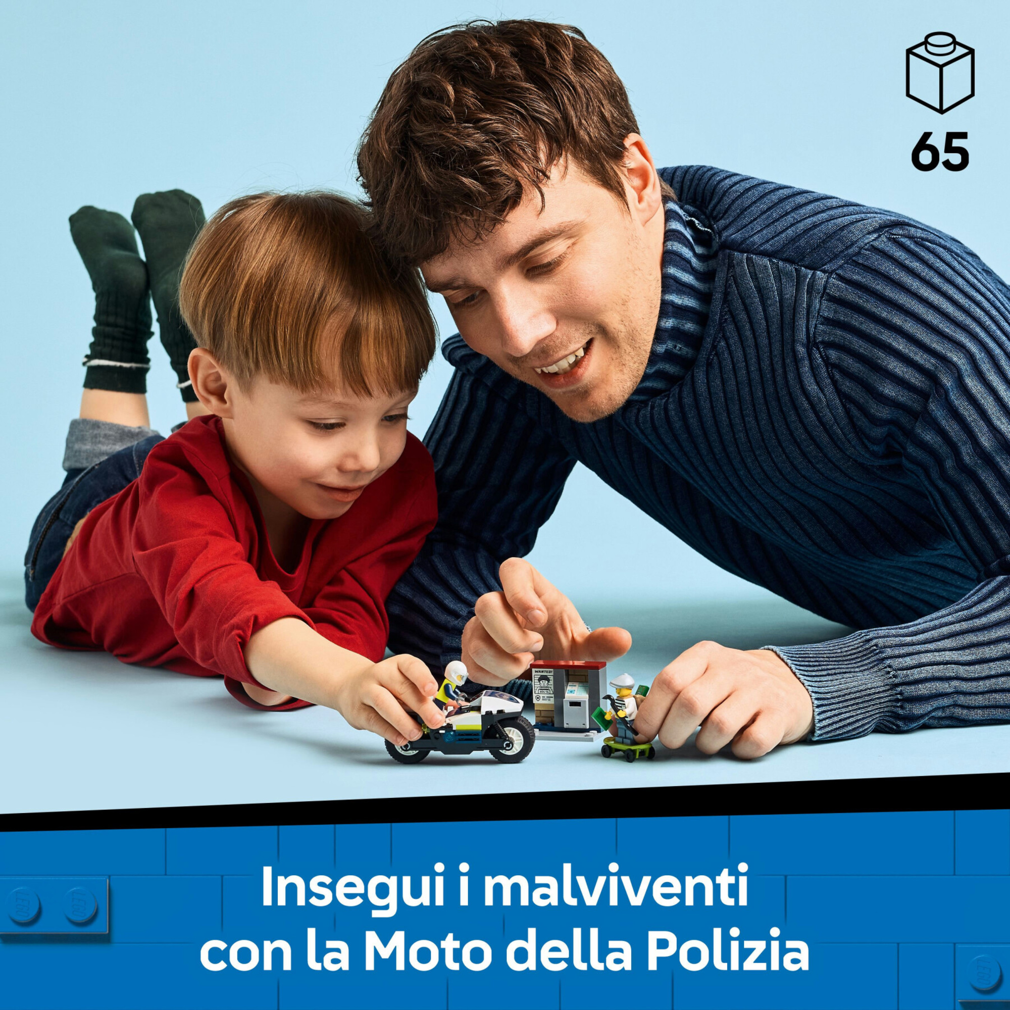Lego city 60455 inseguimento moto polizia: motocicletta, 2 minifigure 4+ - Lego