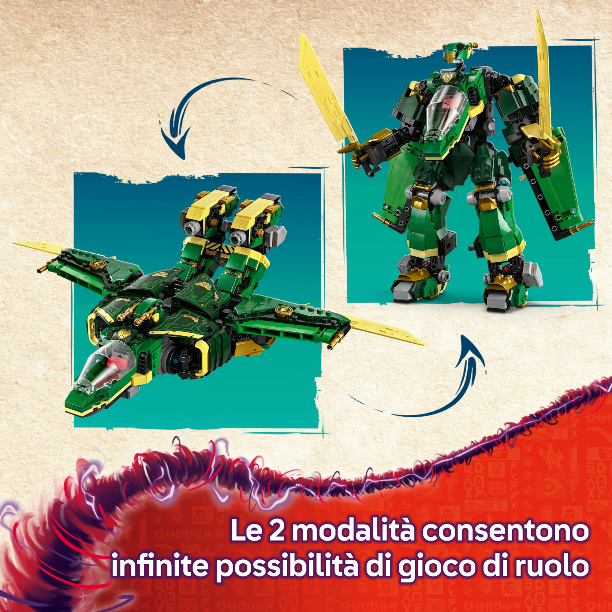Lego ninjago 71845 2in1 jet mech lloyd: trasformabile, 5 minifigure 9+ - LEGO NINJAGO, Lego