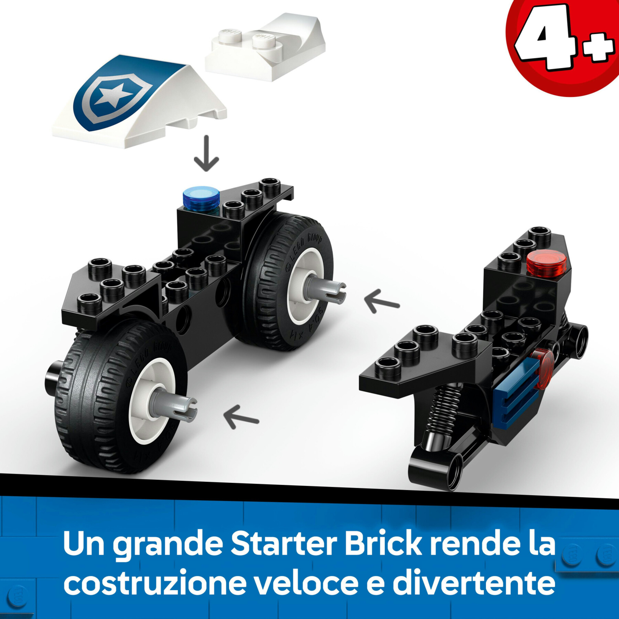 Lego city 60455 inseguimento moto polizia: motocicletta, 2 minifigure 4+ - Lego