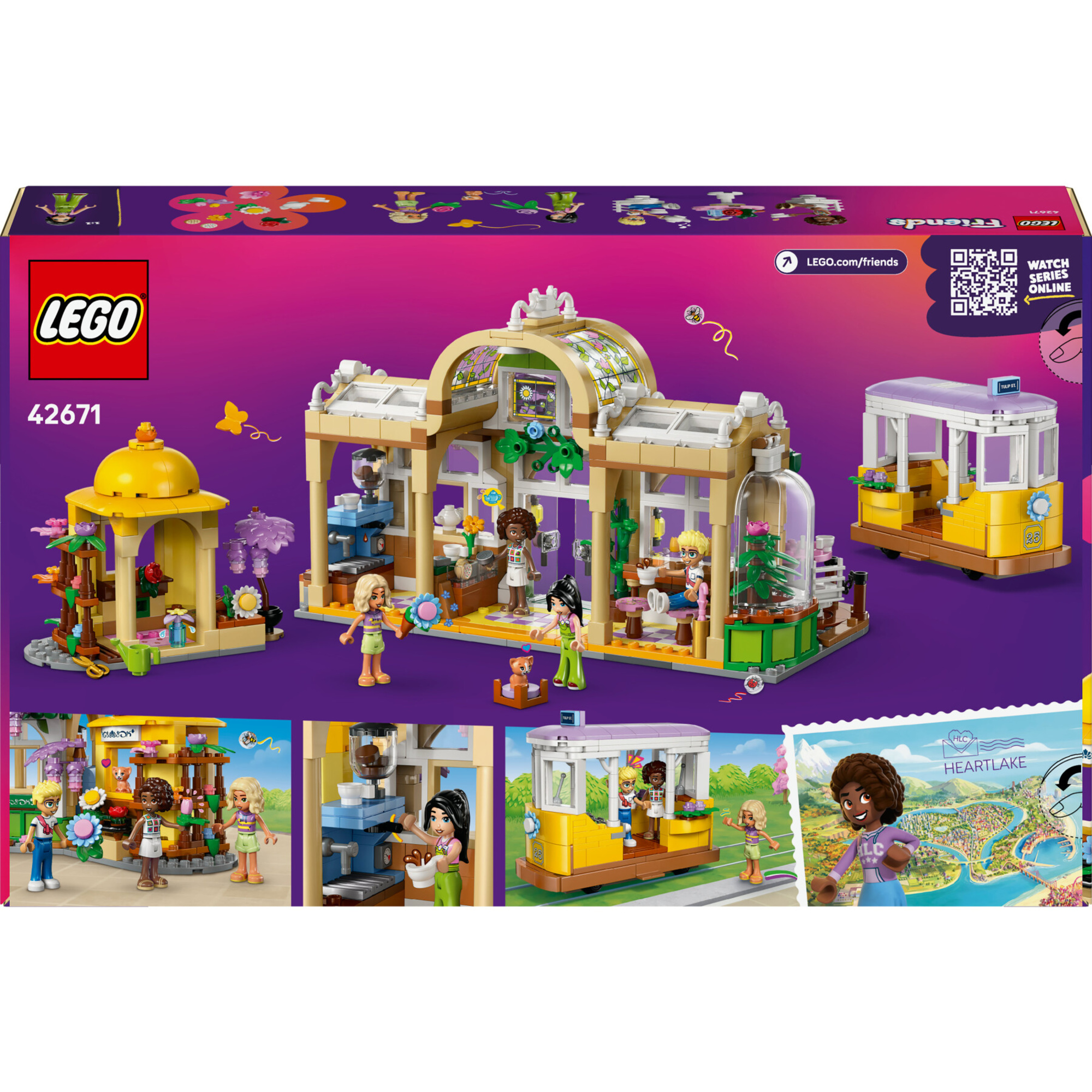 Lego friends 42671 caffè piante, fiori: 4 mini bamboline, gatto 9+ - LEGO FRIENDS, Lego