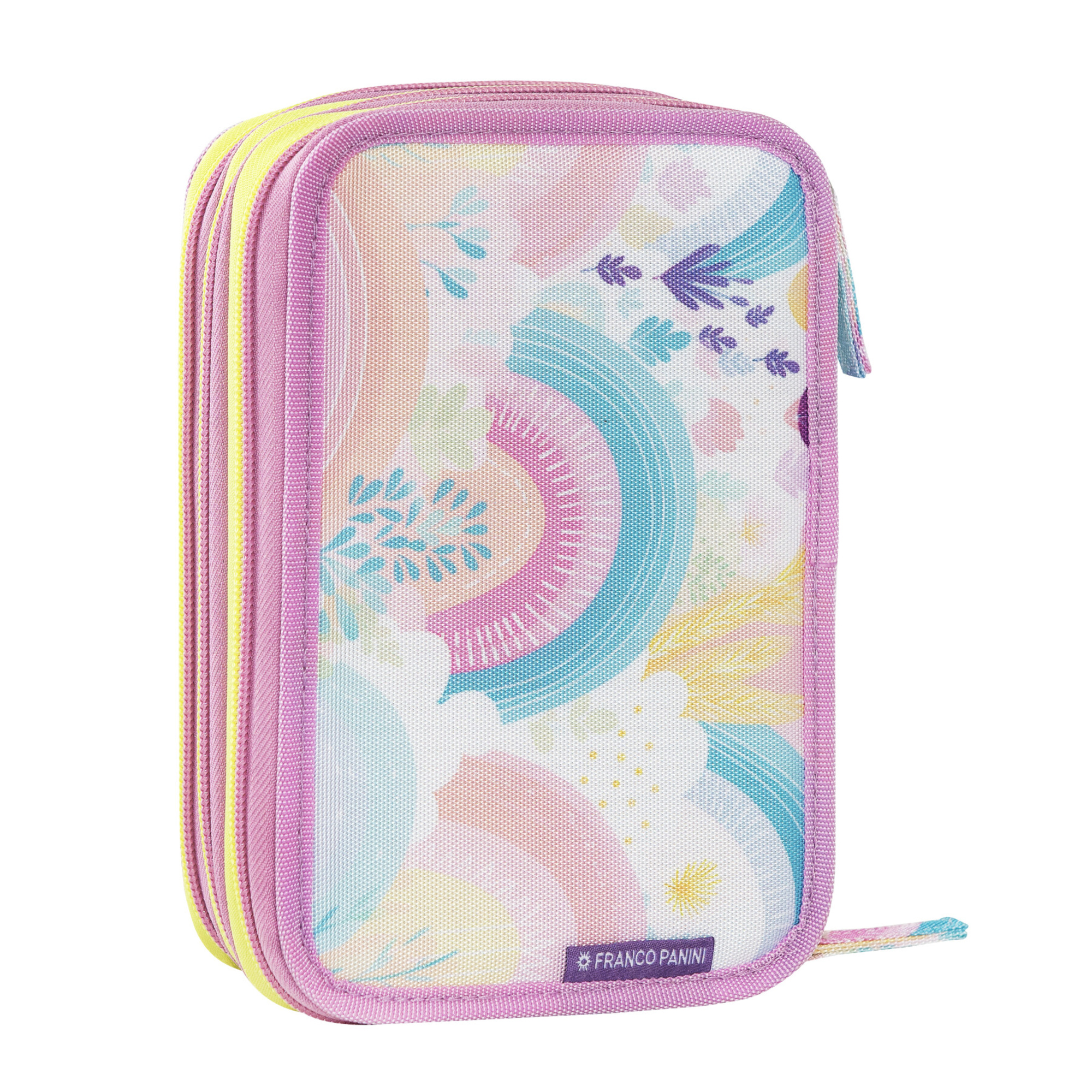 Astuccio 3 zip mofu mofu  unicorno 3 scomparti con 41 accessori scuola - 