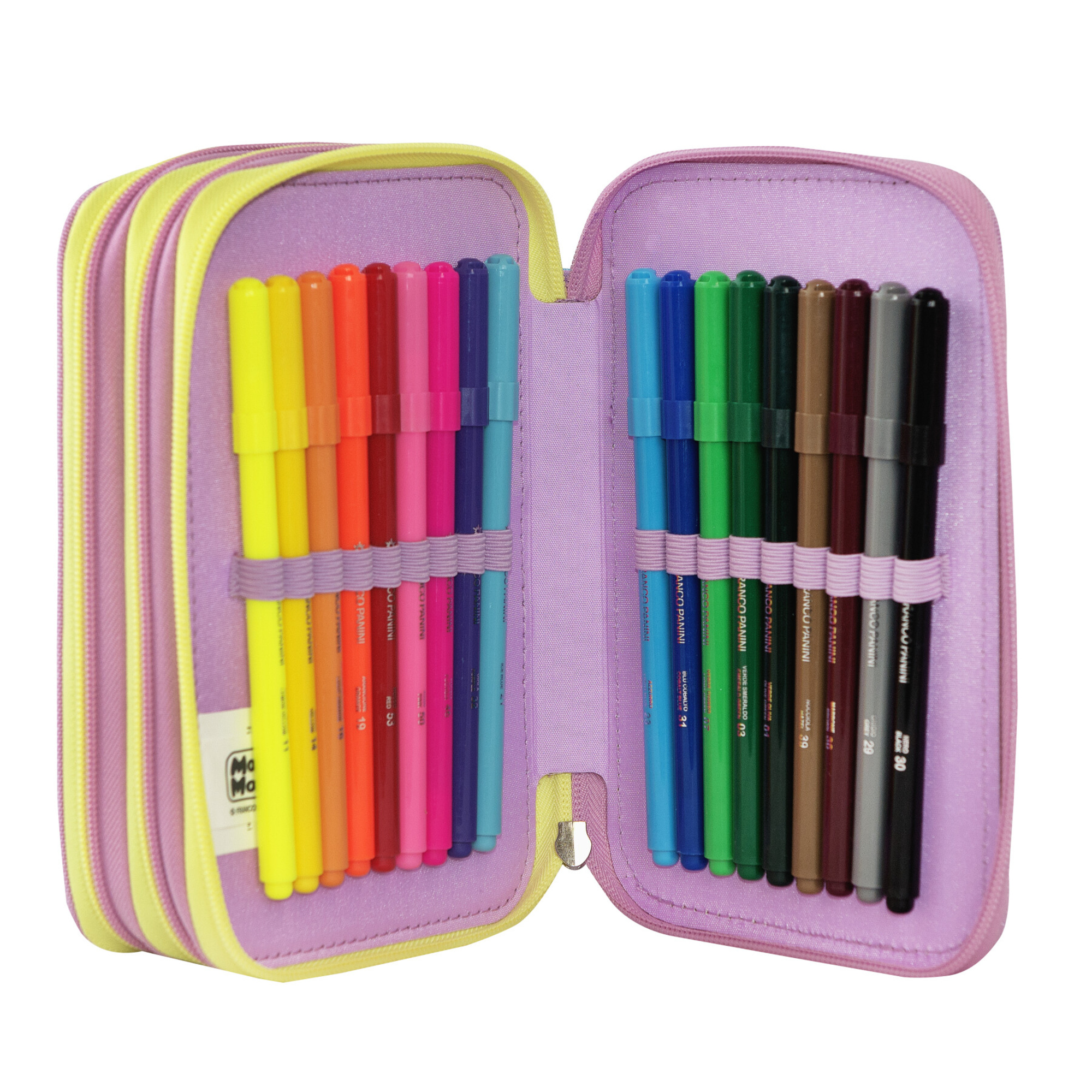 Astuccio 3 zip mofu mofu  unicorno 3 scomparti con 41 accessori scuola - 