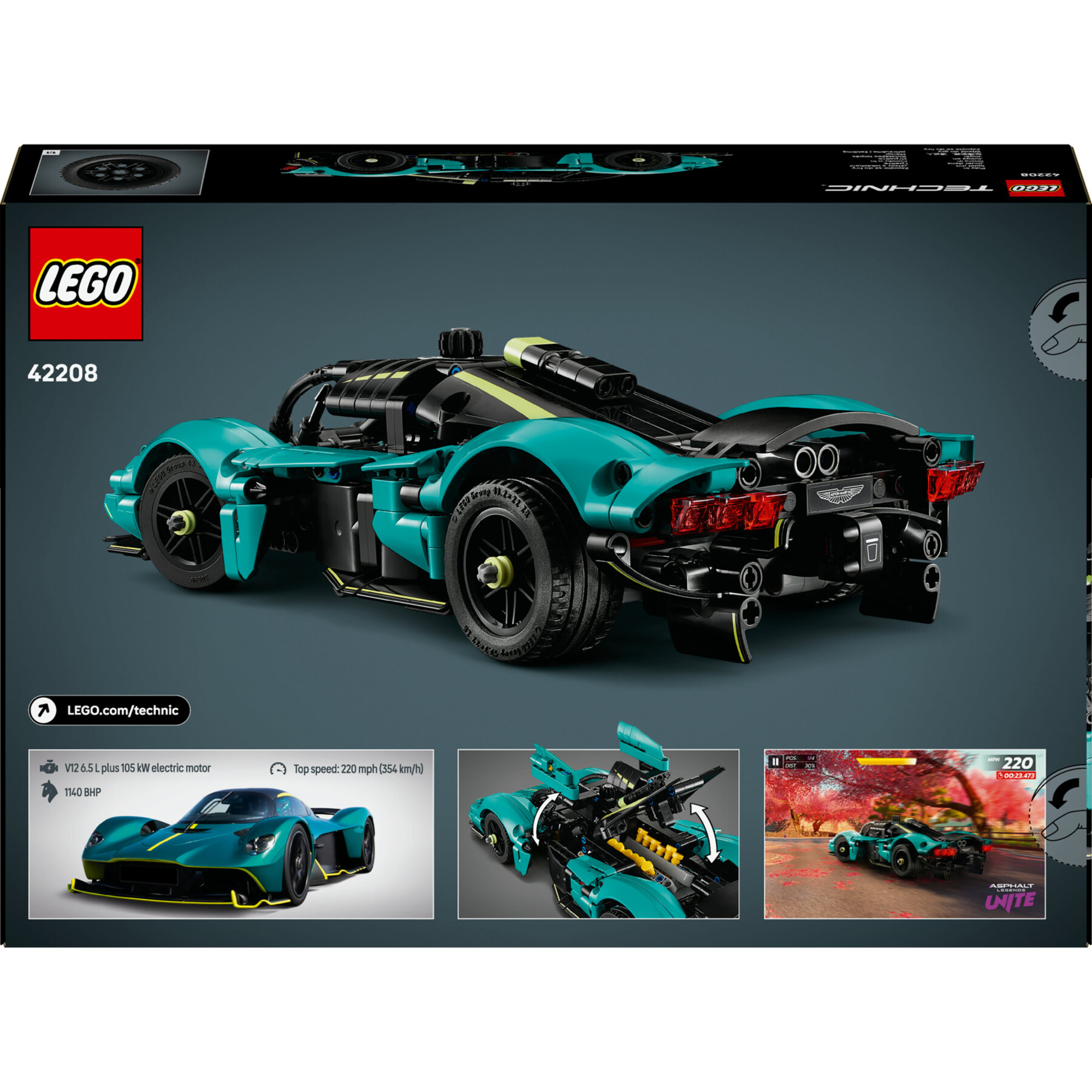 Lego technic 42208 aston martin valkyrie: auto giocattolo, v12 9+ - Lego