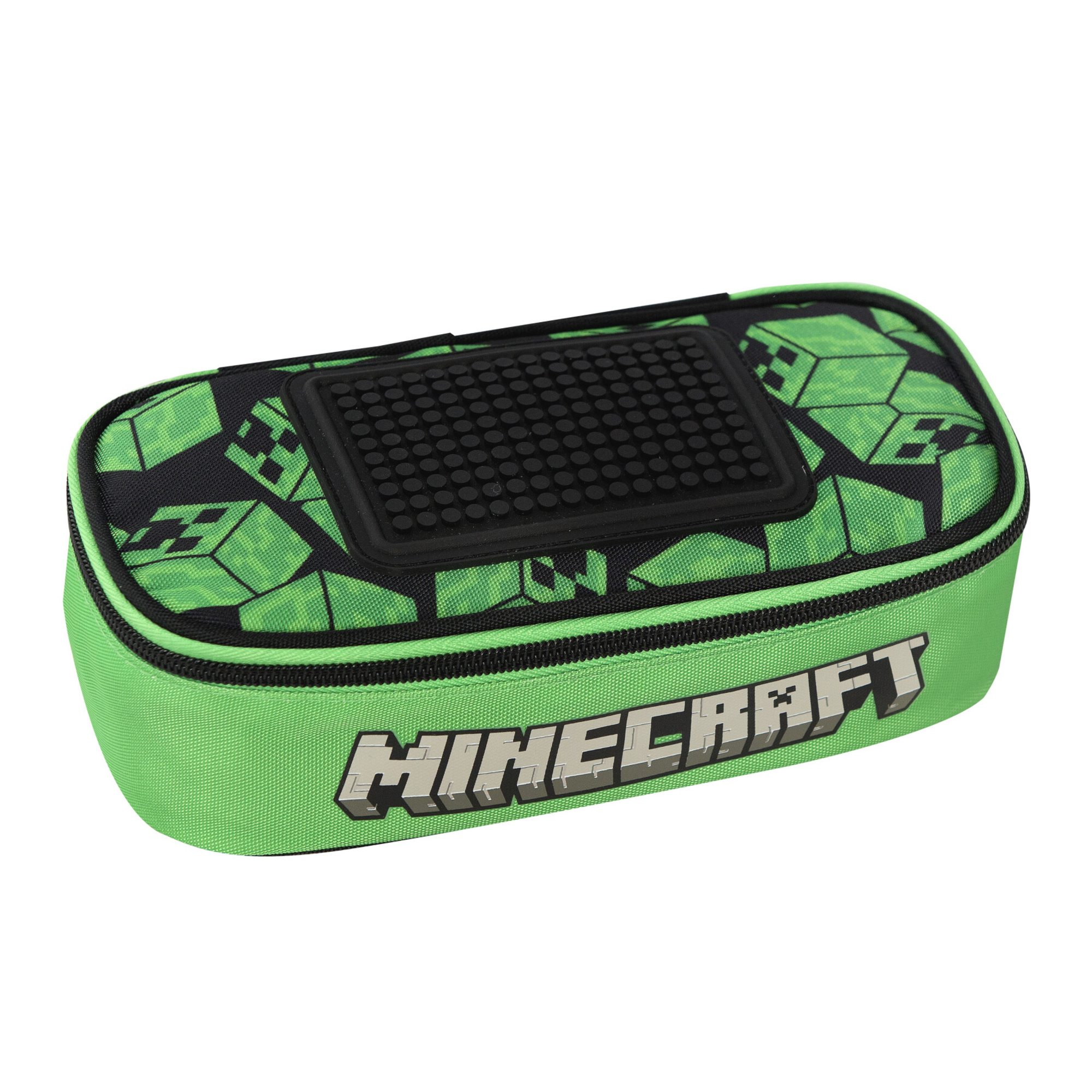 Astuccio ovale minecraft con chiusura zip e divisorio interno - MINECRAFT