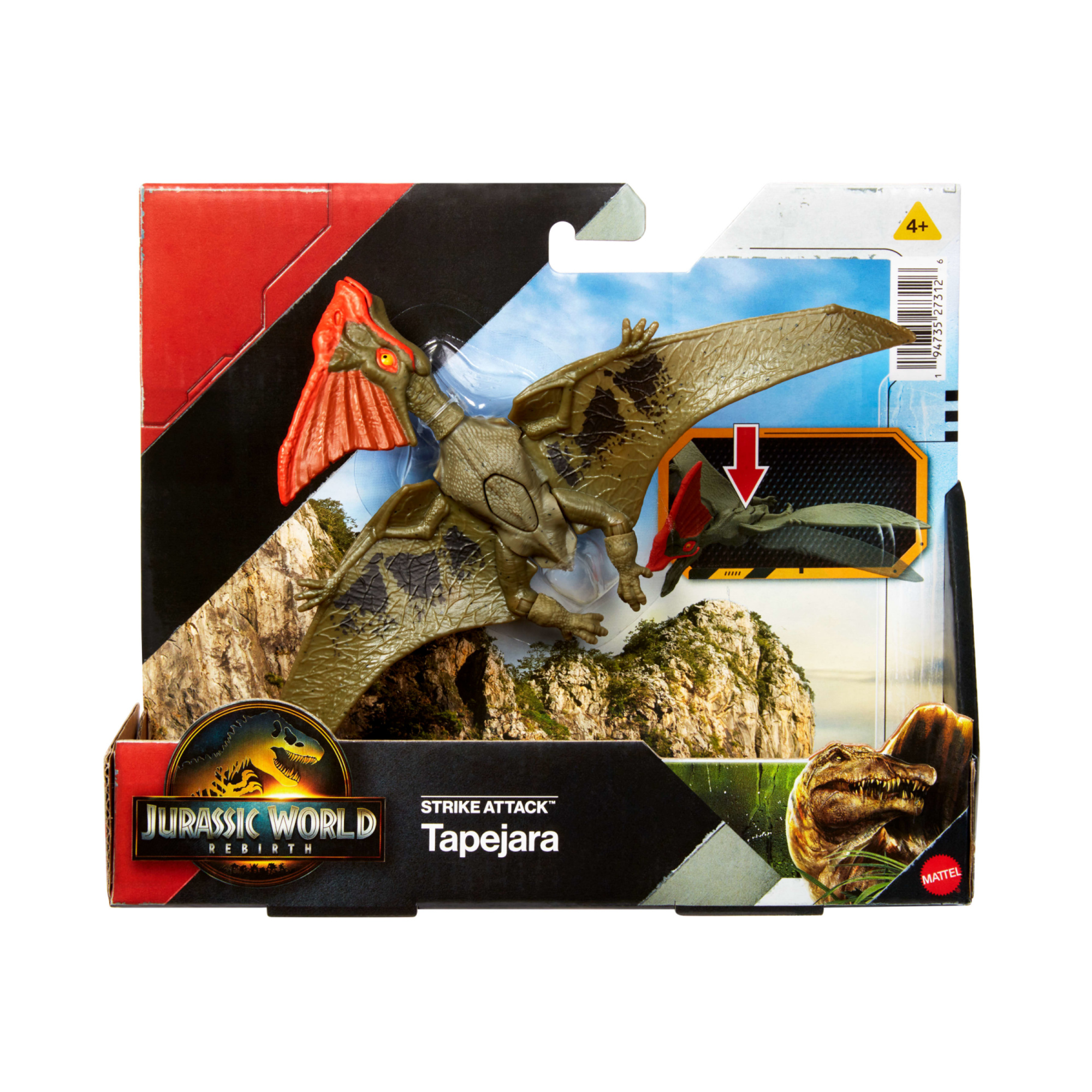 Mattel jurassic world la rinascita - tapejara attacco fatale, dinoasuro snodato con azione a colpo singolo inclusa, design ispirato al film - Jurassic World