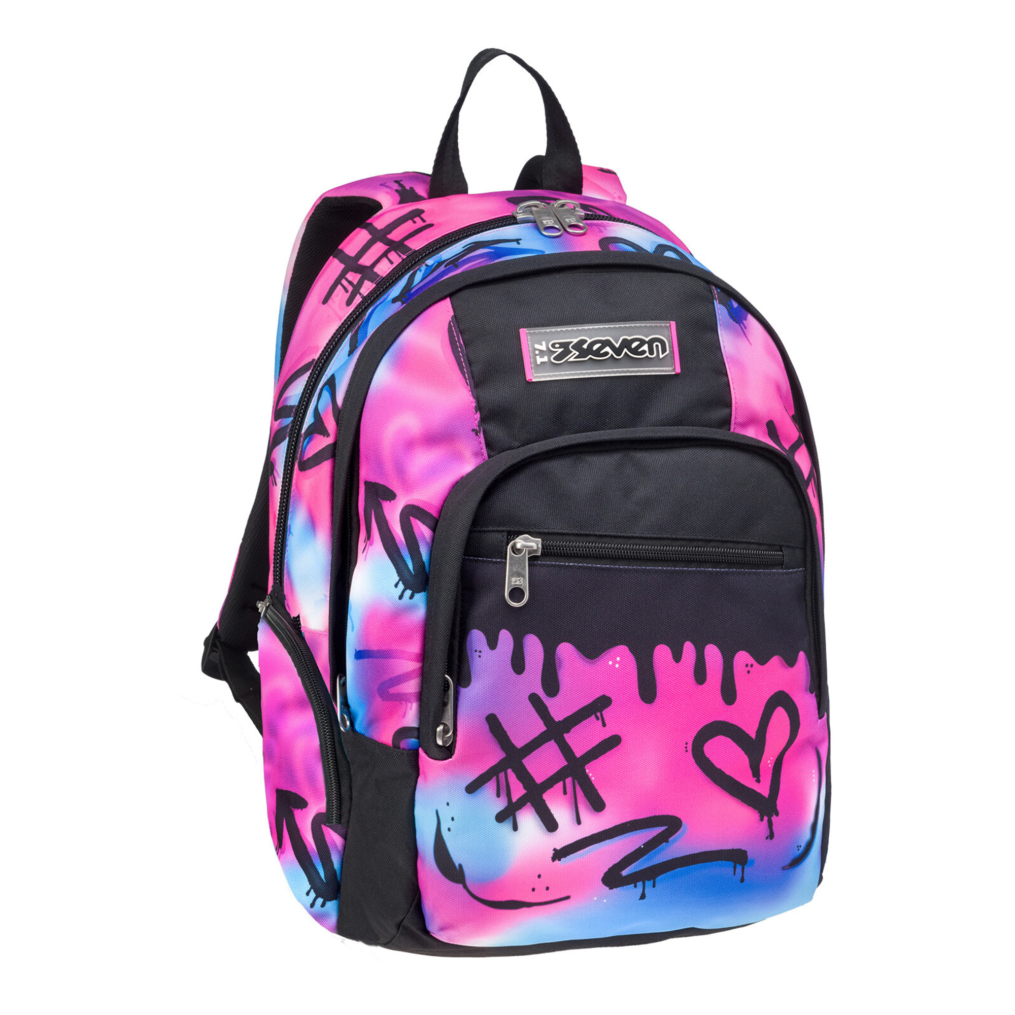 Zaino scuola dual detach sprint paint girl 2 in 1 con schienale ergonomico e zainetto staccabile - SEVEN
