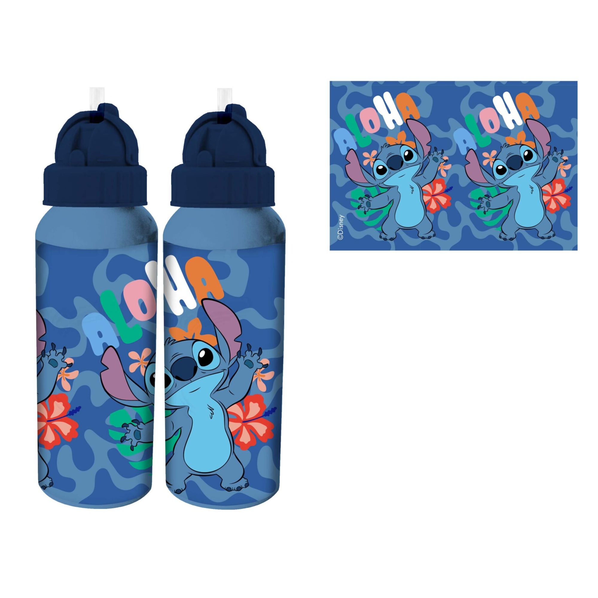 Borraccia alluminio 550 ml con beccuccio - disney stitch assortita - modello sport - Disney Stitch