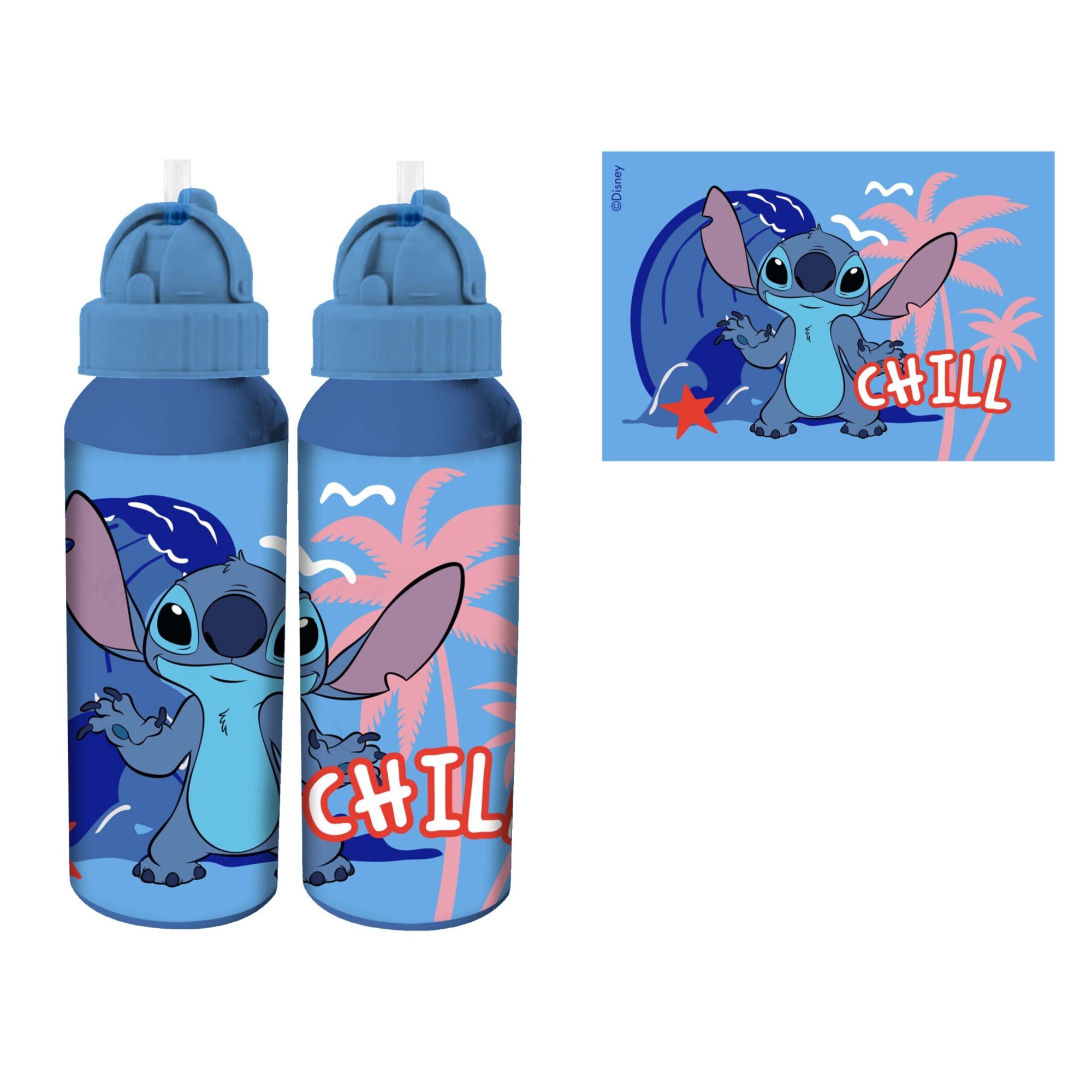 Borraccia alluminio 550 ml con beccuccio - disney stitch assortita - modello sport - Disney Stitch