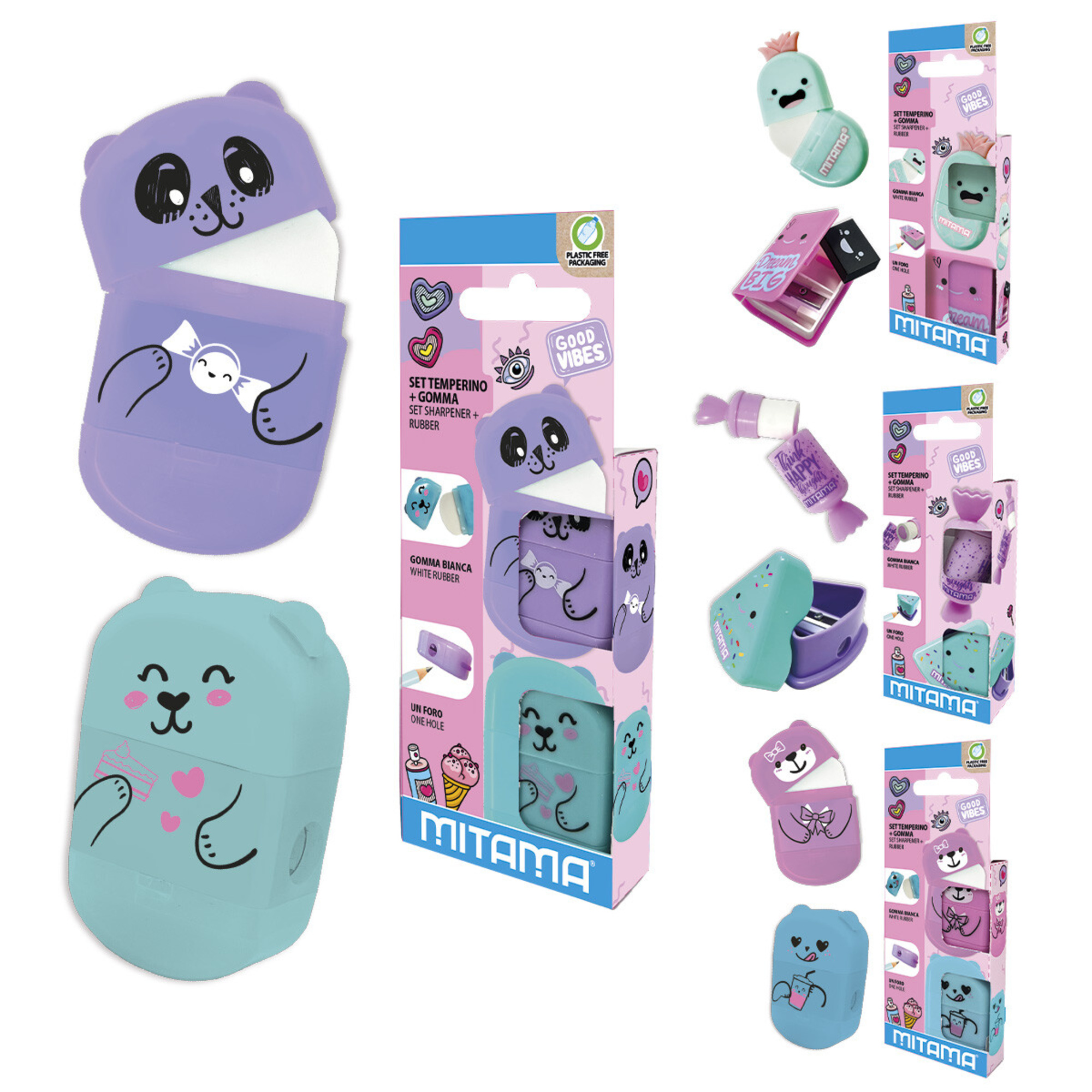 Set temperino e gomma good vibes girl  mitama pack in carta 2 pz - MITAMA