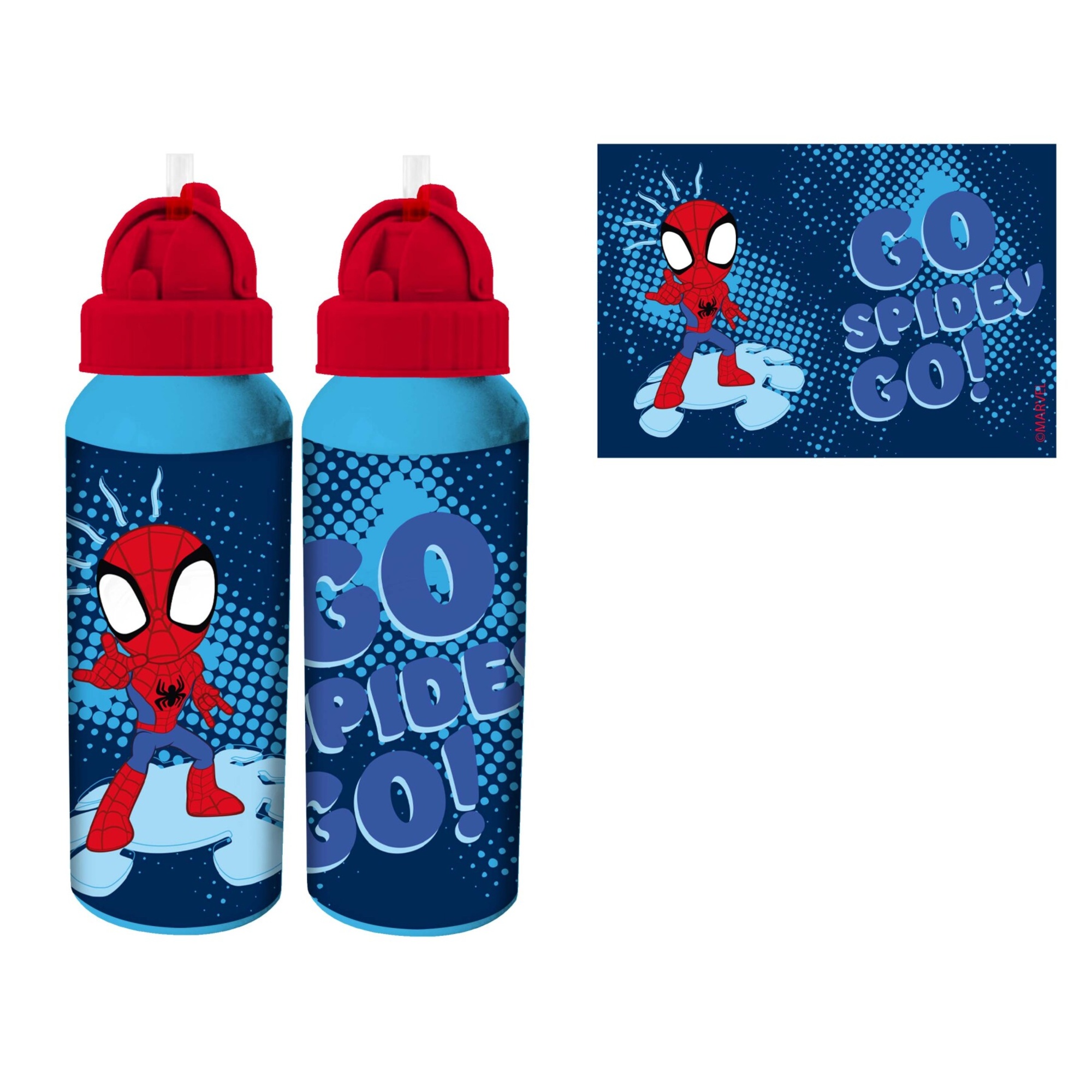 Borraccia alluminio 550 ml con beccuccio - spidey assortita - modello sport - SPIDEY