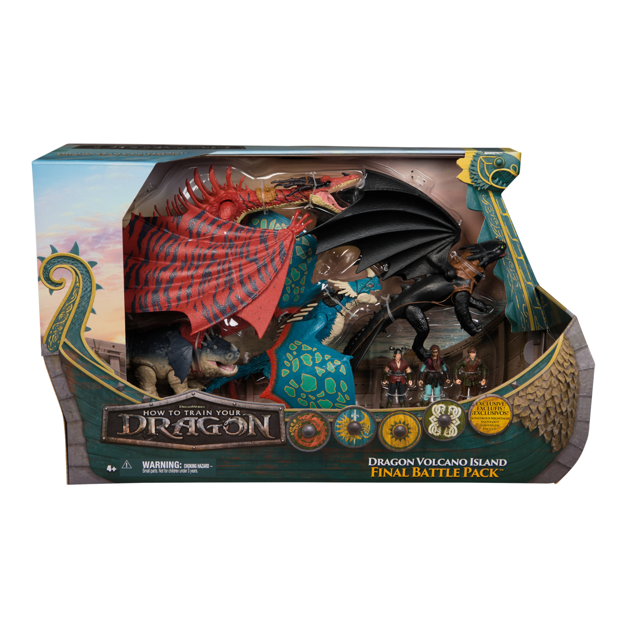 Dragons, set battaglia con 4 draghi e 3 vichinghi - DRAGONS