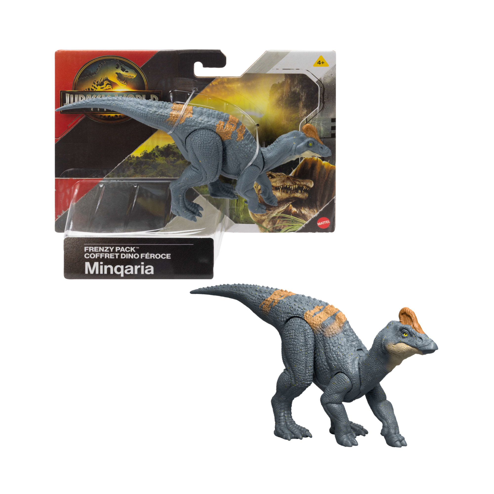 Mattel jurassic world la rinascita - minqaria frenzy, dinosauro snodato con design ispirato al film e articolazioni mobili - Jurassic World