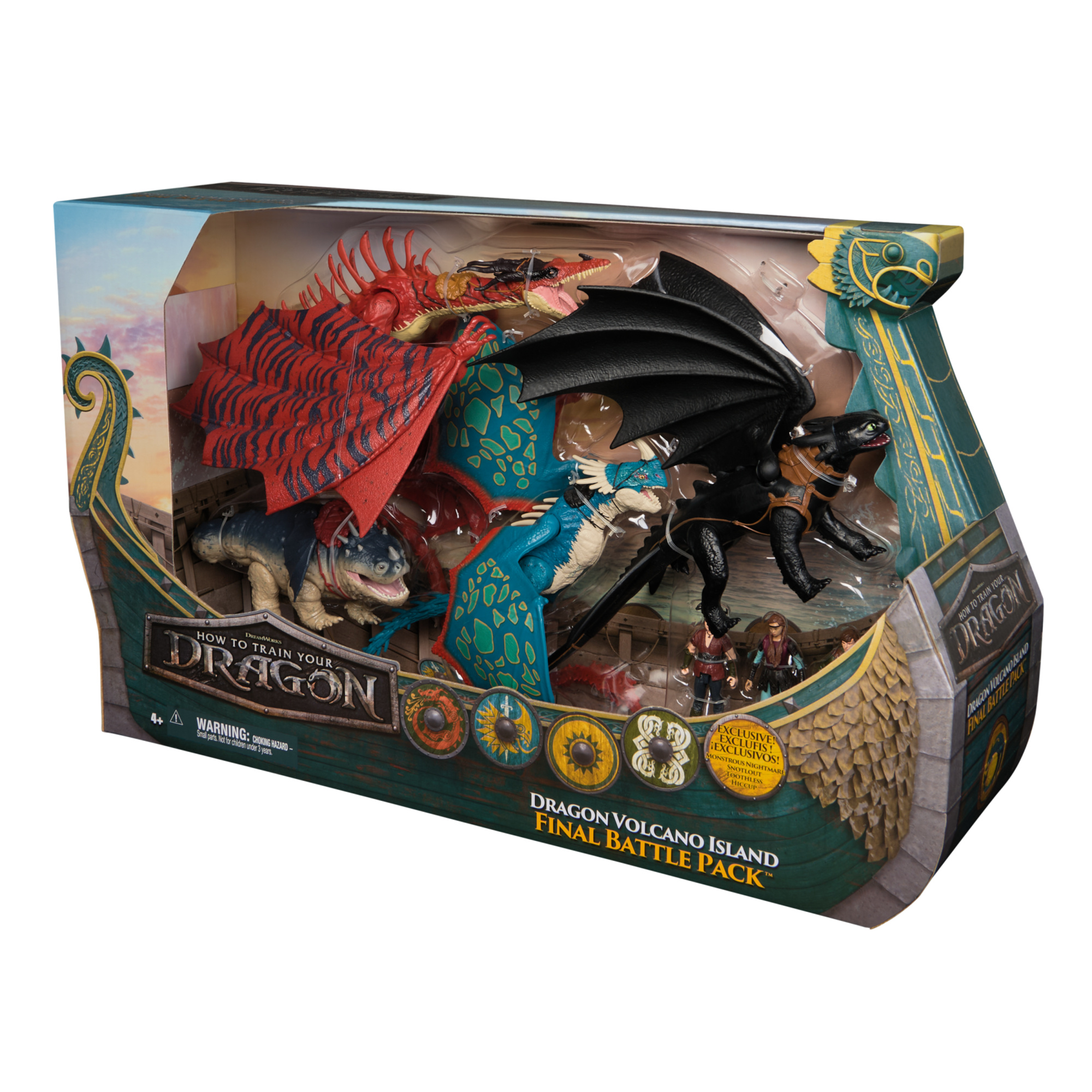 Dragons, set battaglia con 4 draghi e 3 vichinghi - DRAGONS