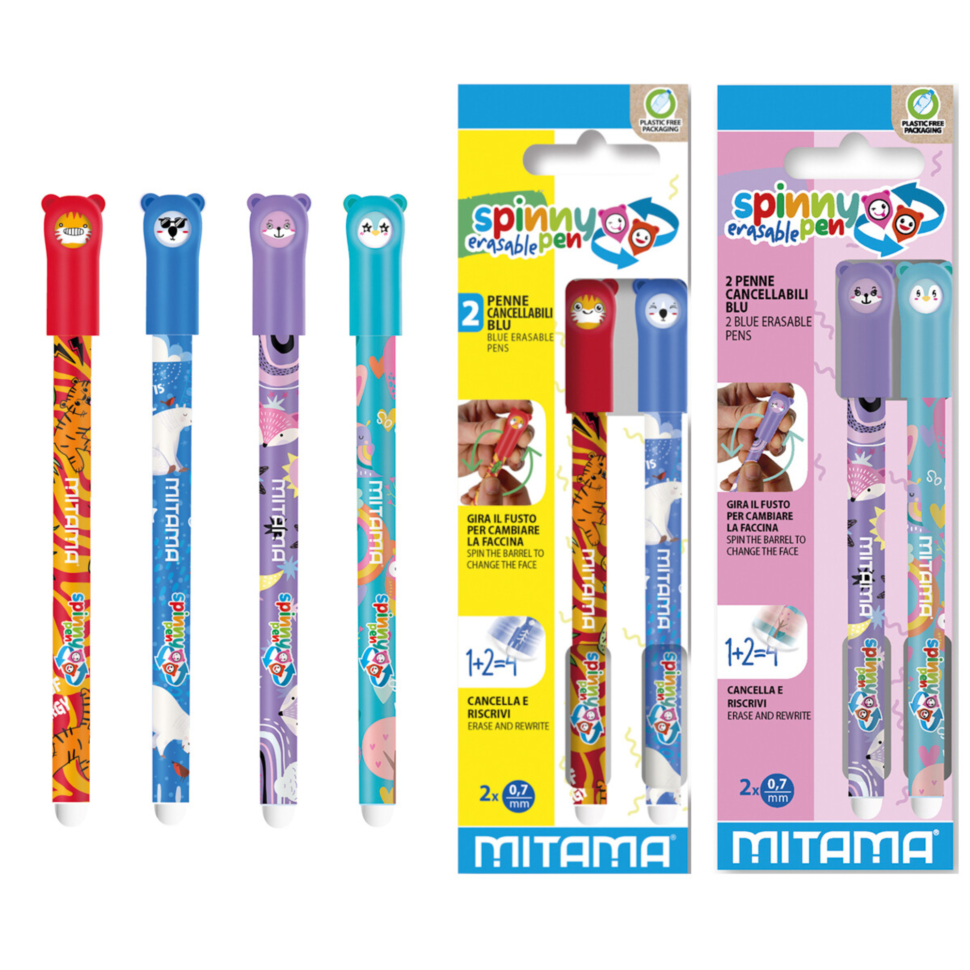 Mitama - penna cancellabile assortita spinny pen 0.7 mm - pack 2 pz - MITAMA