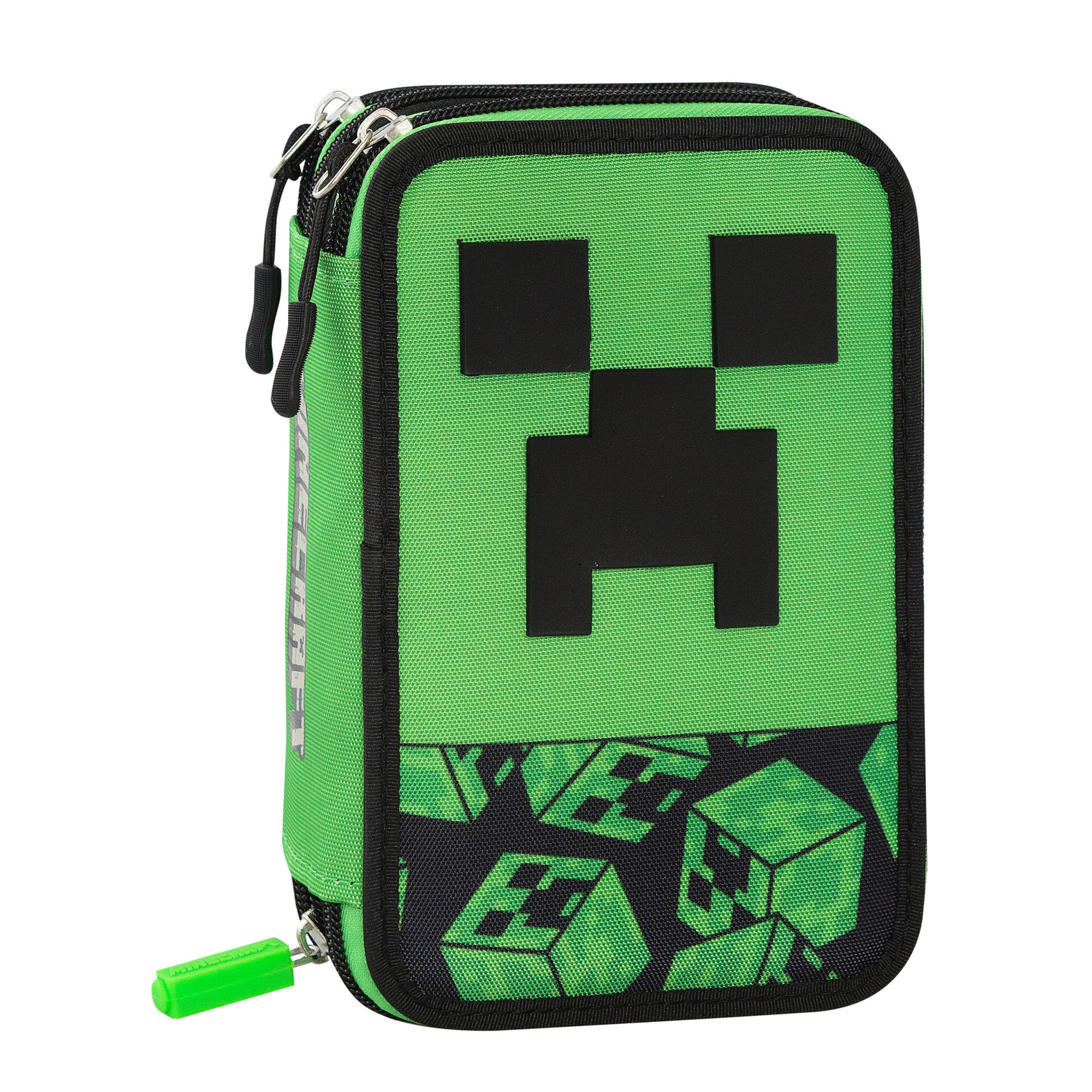 Astuccio scuola con corredo incluso 3 zip minecraft pixel - MINECRAFT