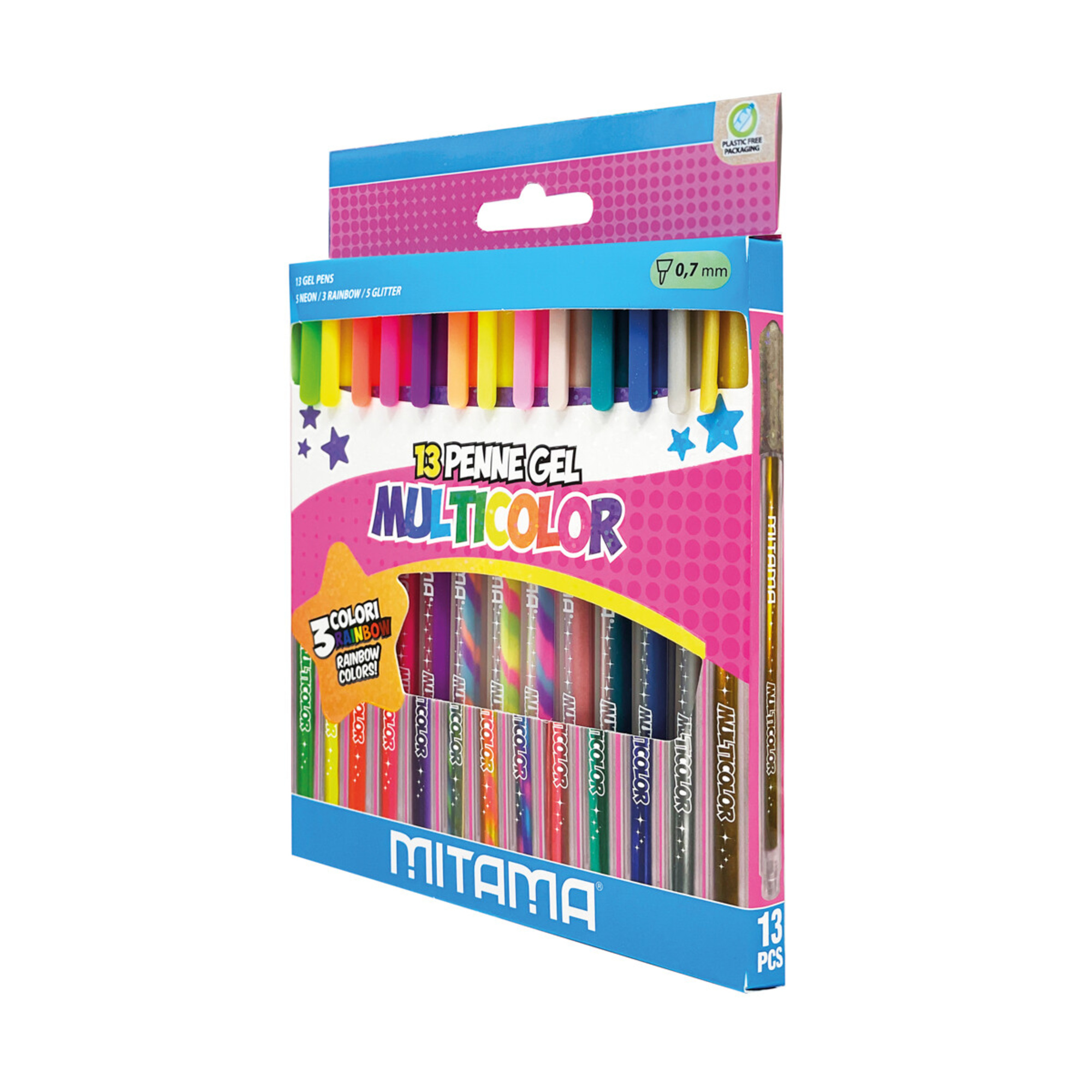 Mitama - penne gel glitter/fluo/rainbow 1 mm - set 13 pz - MITAMA