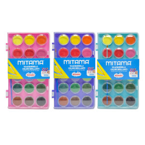 Mitama - acquerelli 18 colori ø2,9 cm con 2 pennelli - blister assortito - MITAMA
