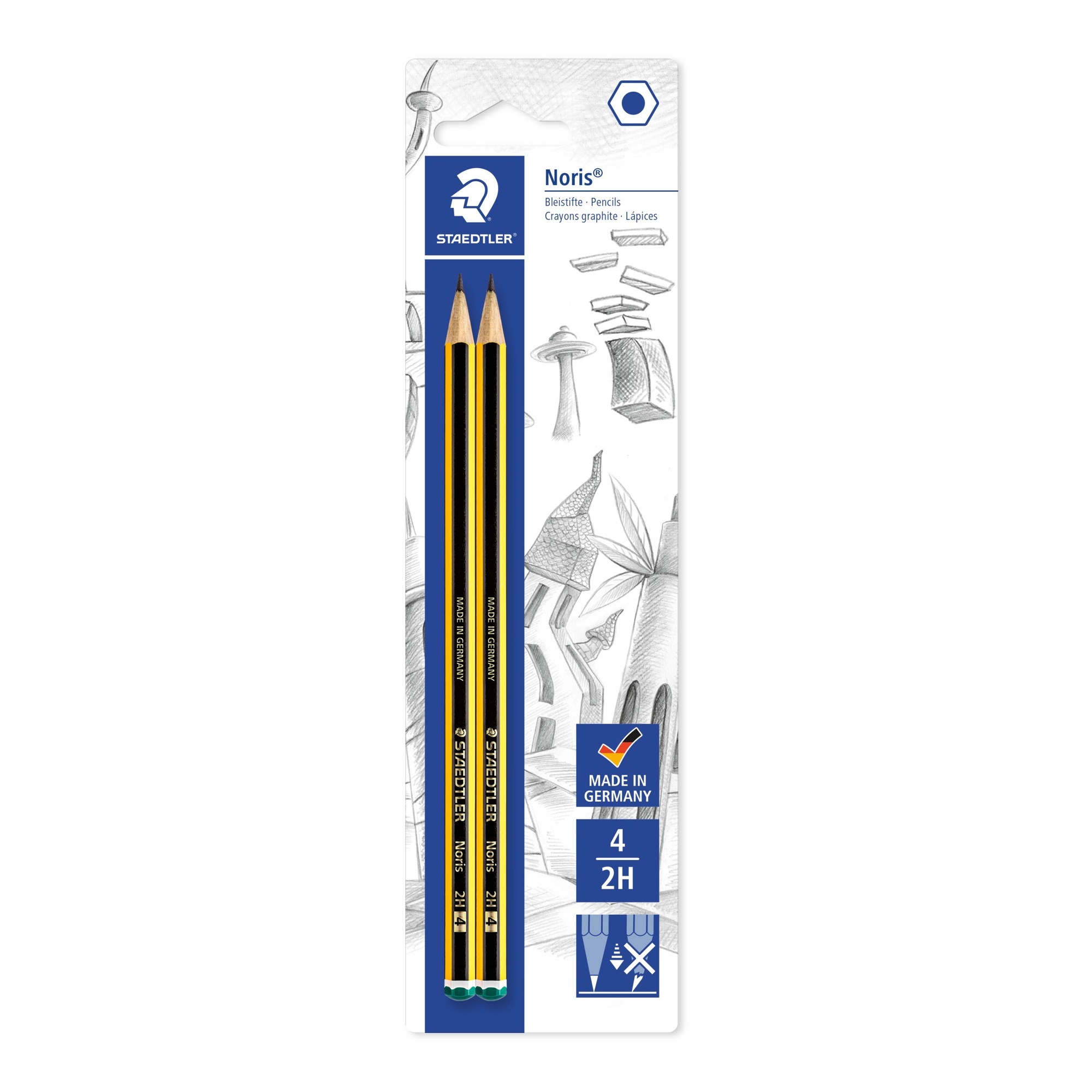 Staedtler - matite noris 2h (2 pz) - alta qualità in blister - MITAMA